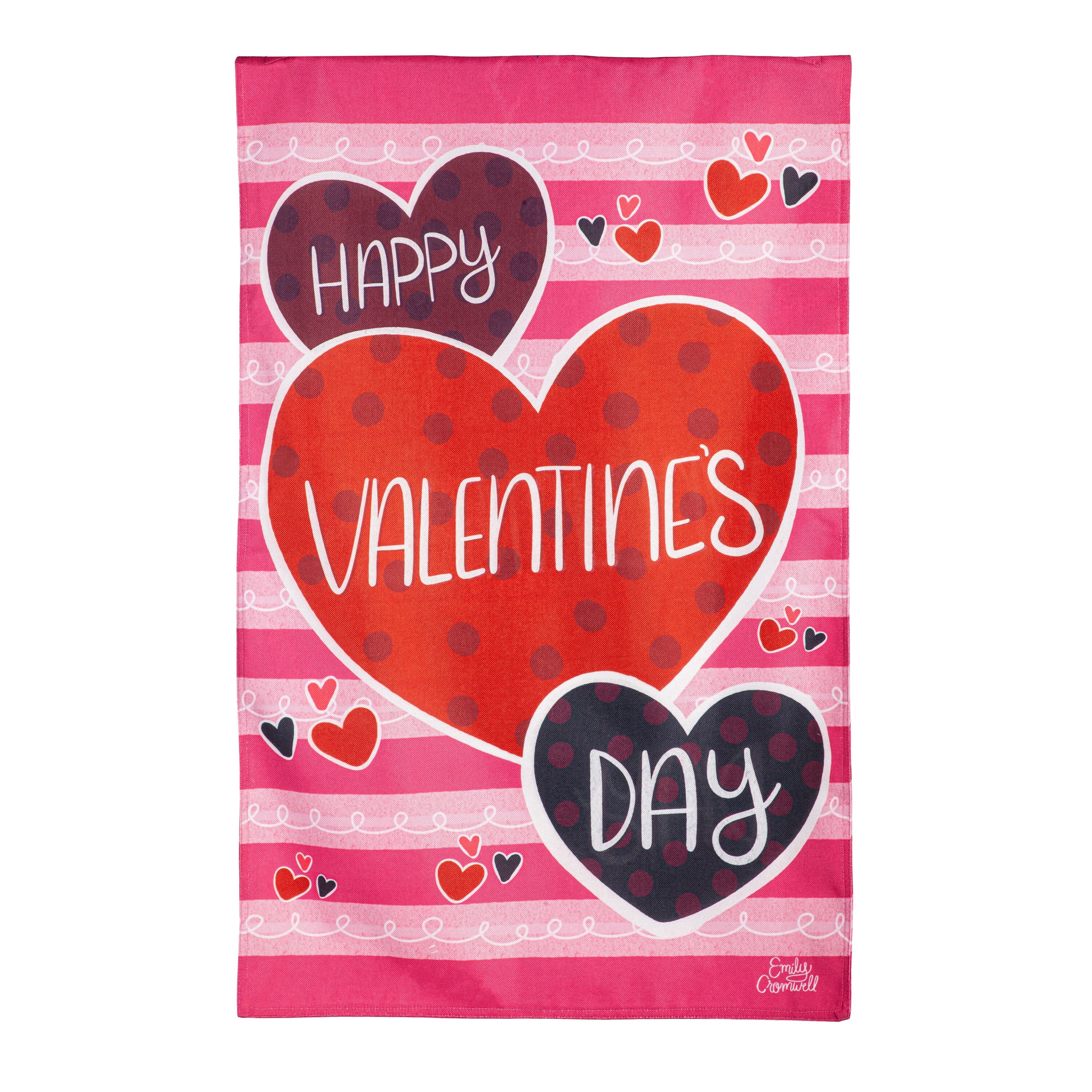 Happy Valentine's Day Hearts Burlap House Flag