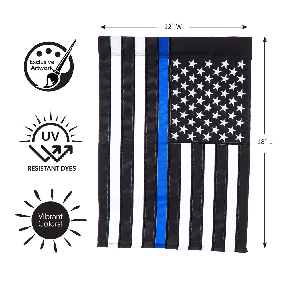 Thin Blue Line Garden Applique Flag