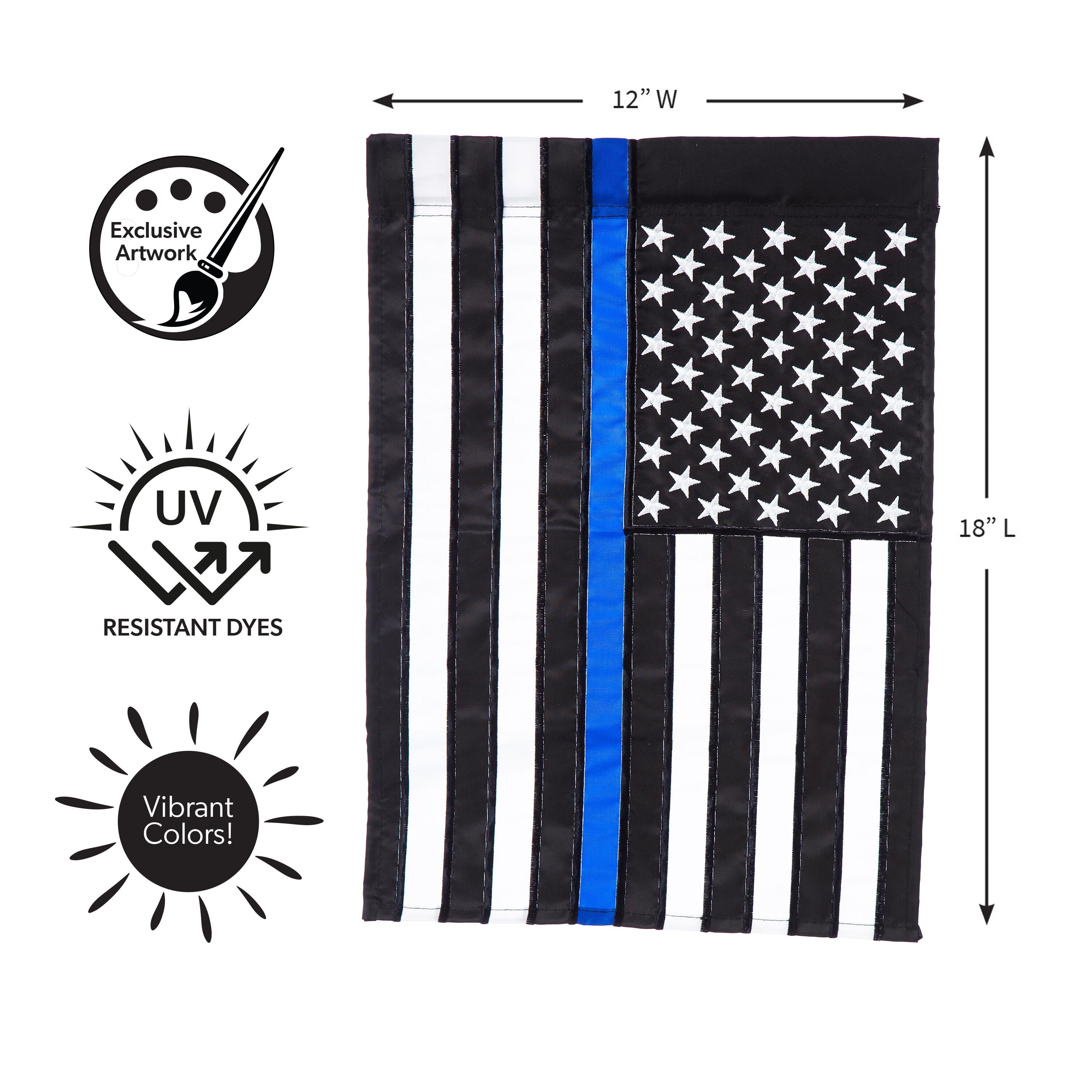 Thin Blue Line Garden Applique Flag