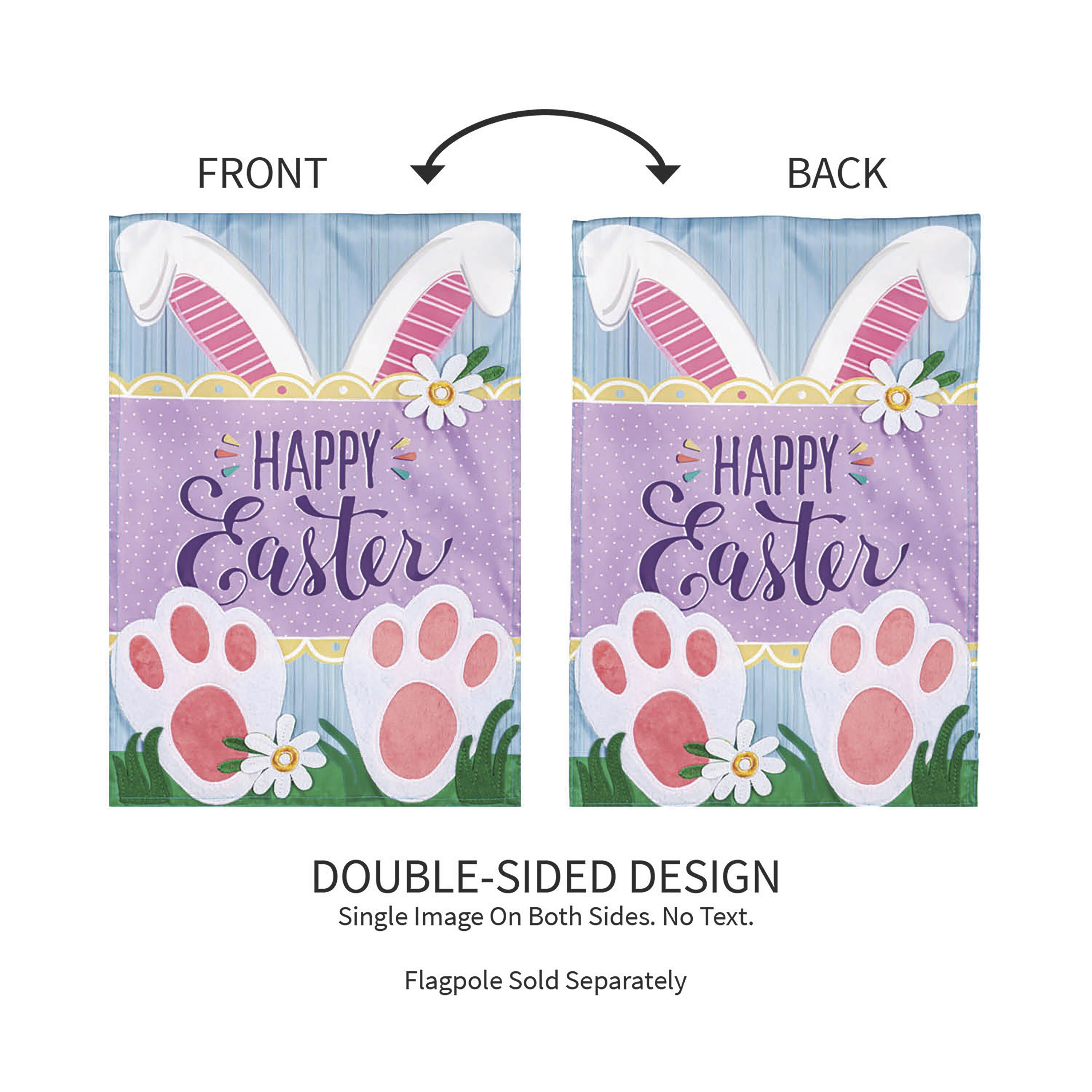 Happy Easter Bunny Applique Garden Flag