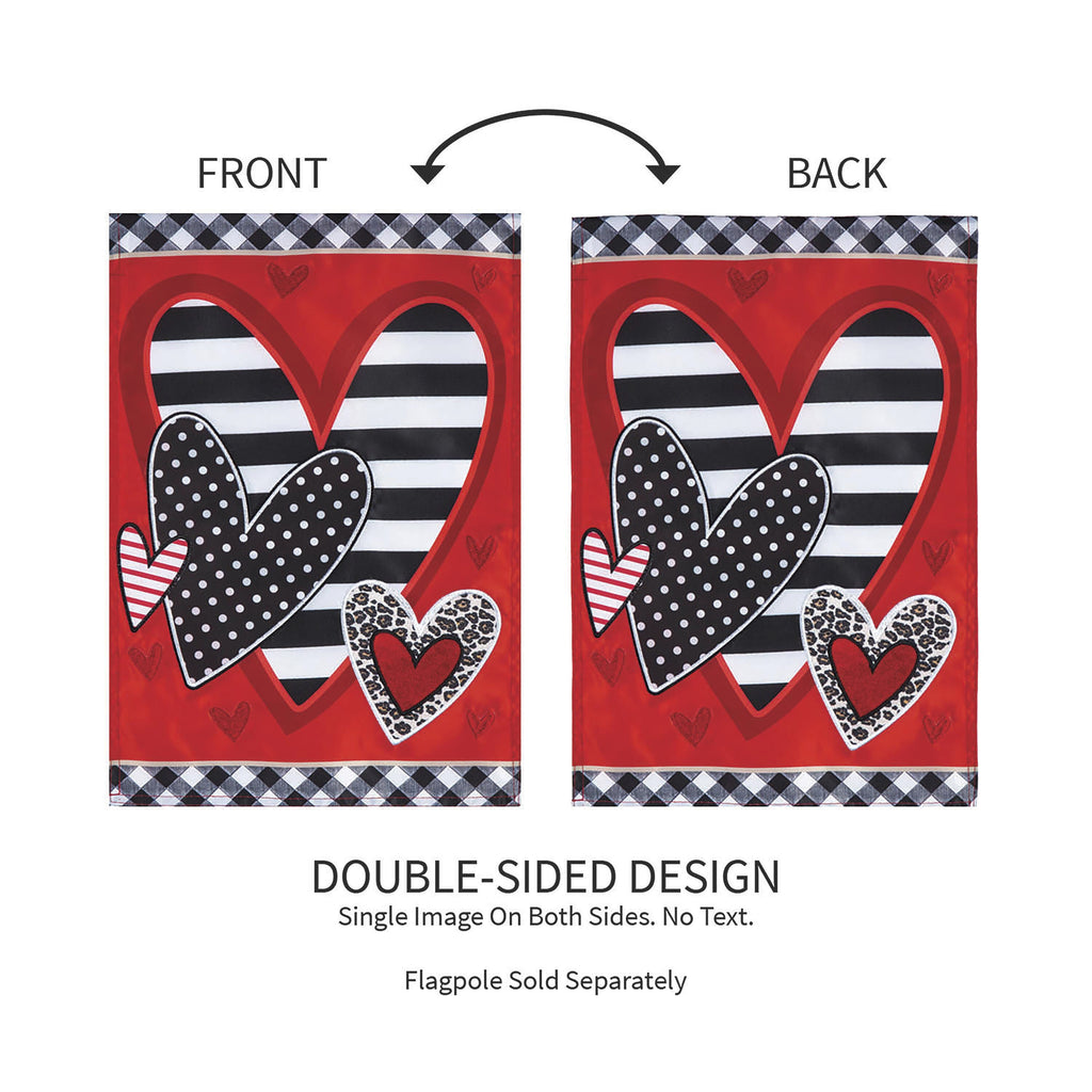 Patterned Heart Applique Garden Flag