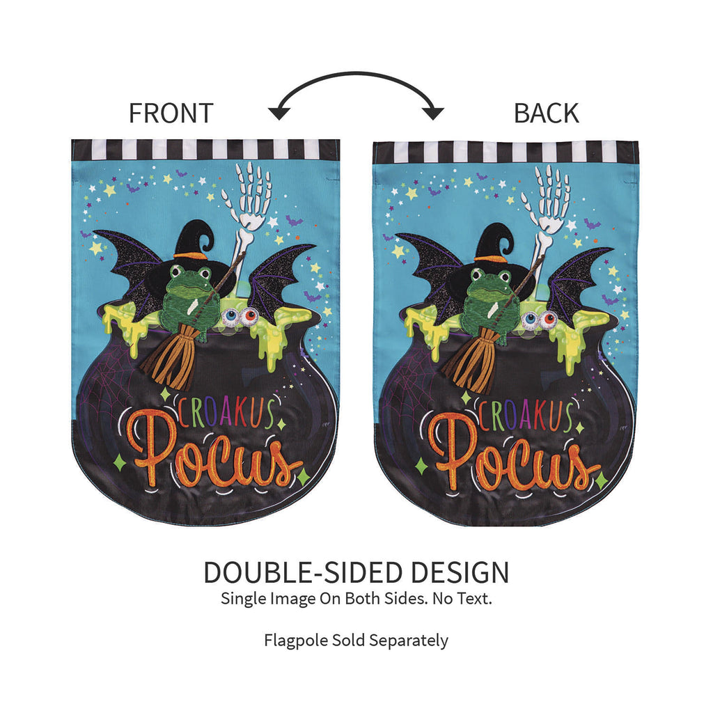 Croakus Pocus Applique Garden Flag