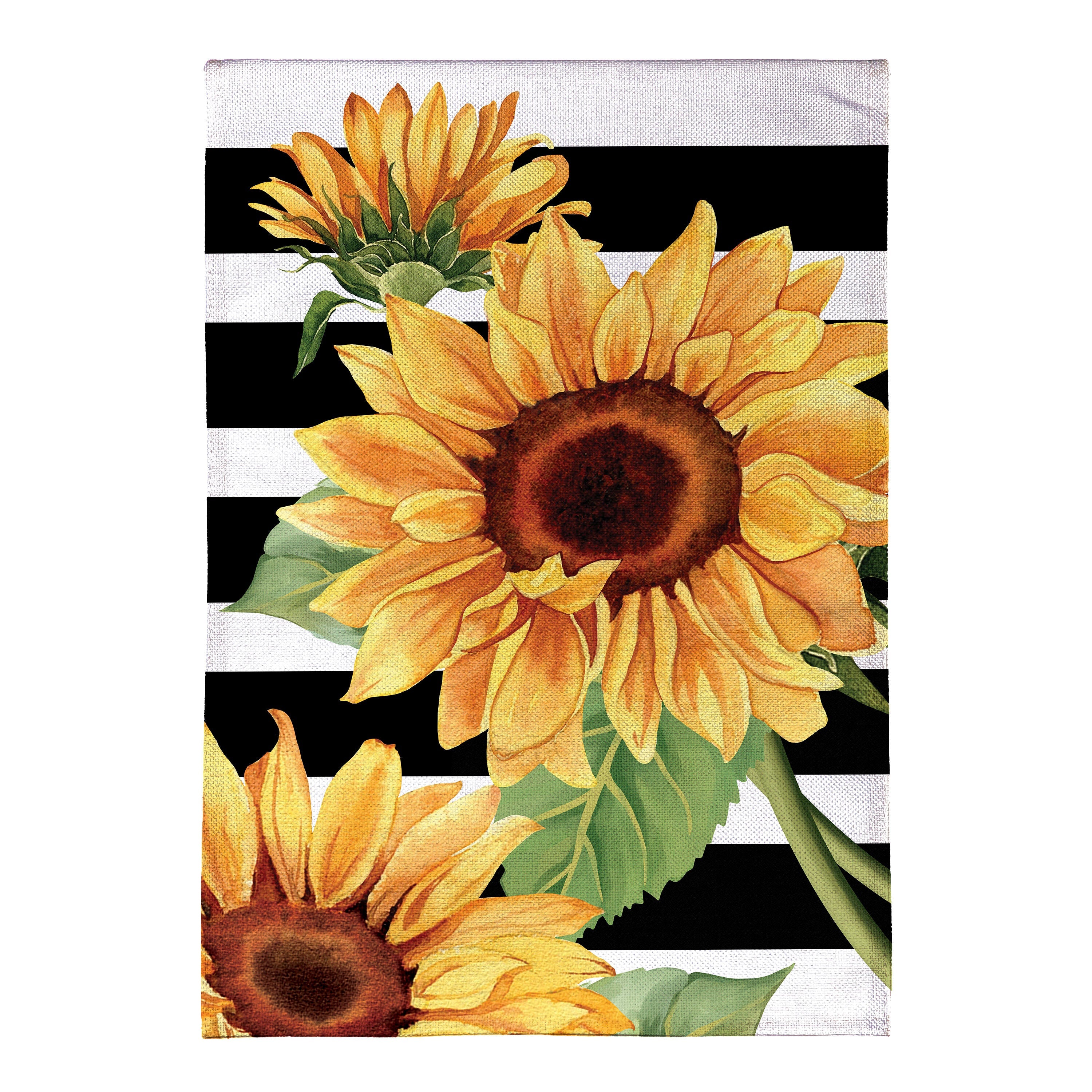 Striped Sunflowers Burlap House Flag