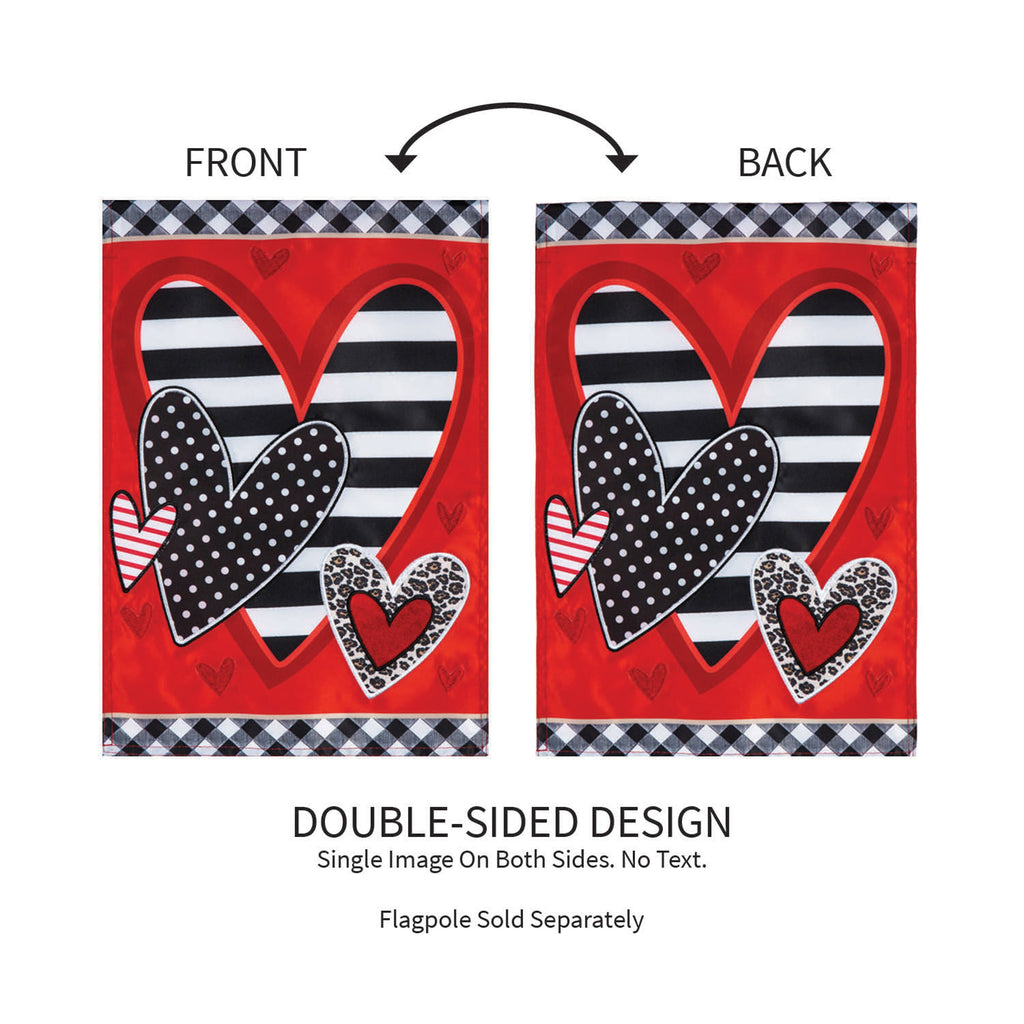 Patterned Heart Applique Garden Flag