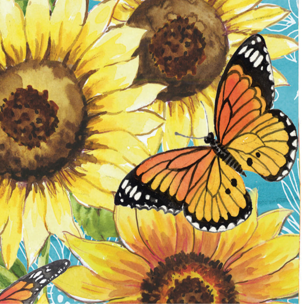 Butterfly and Sunflowers Burlap Garden Flag