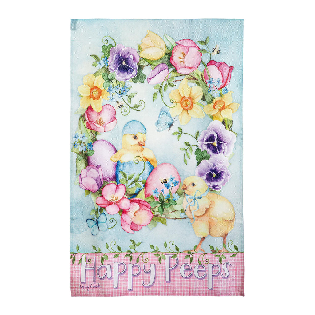 Spring Has Hatched Burlap House Flag
