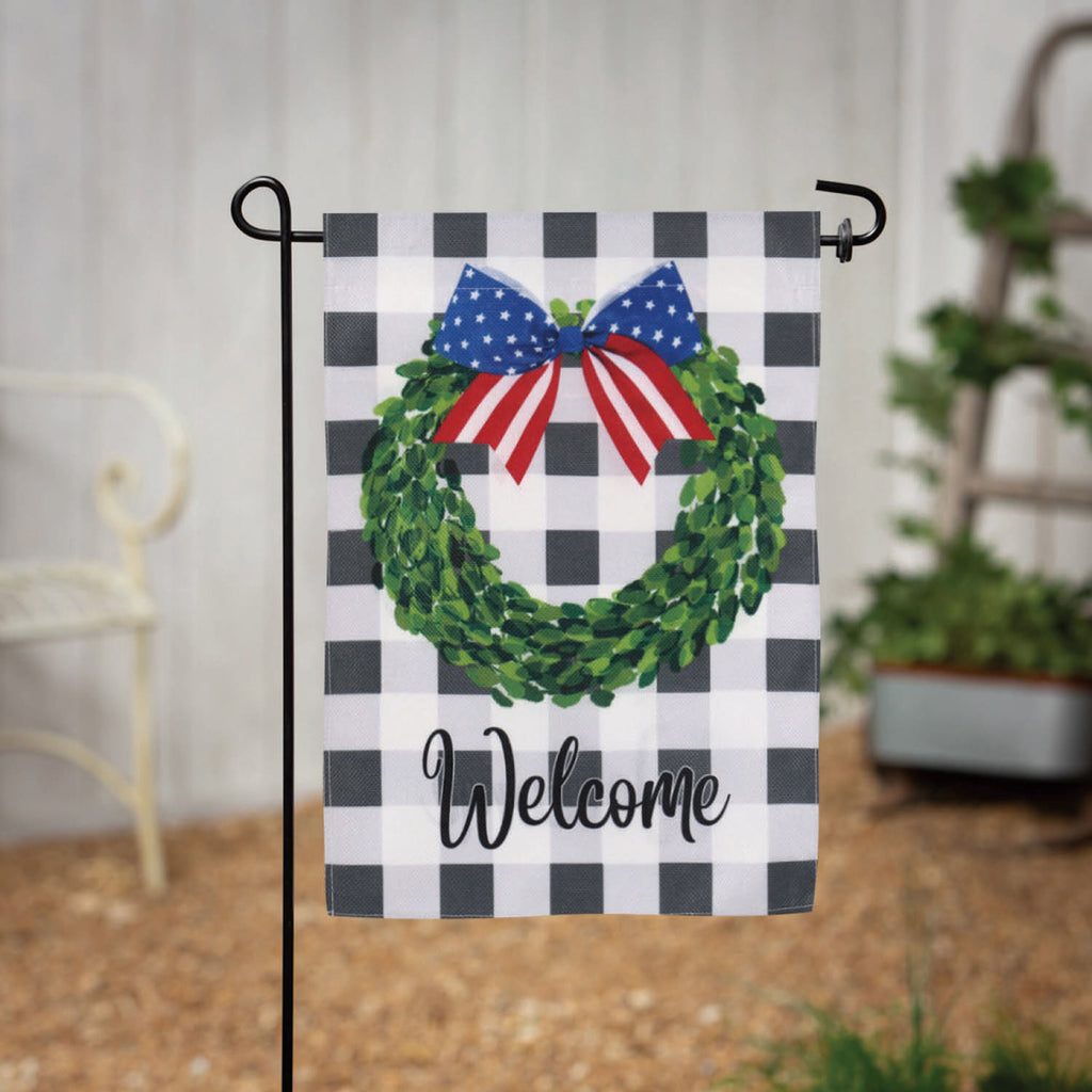 Boxwood Plaid Garden Burlap Flag