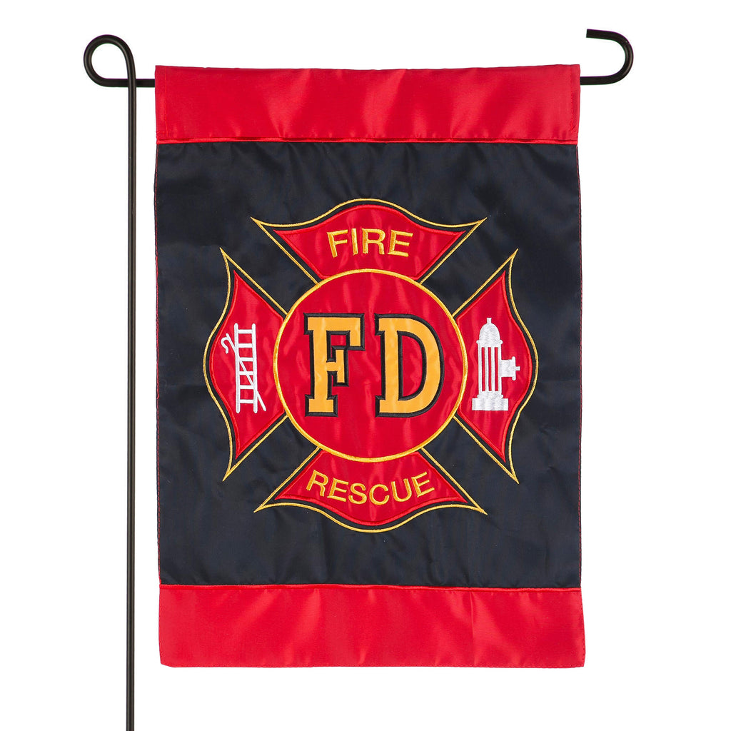 Fire Department Garden Applique Flag