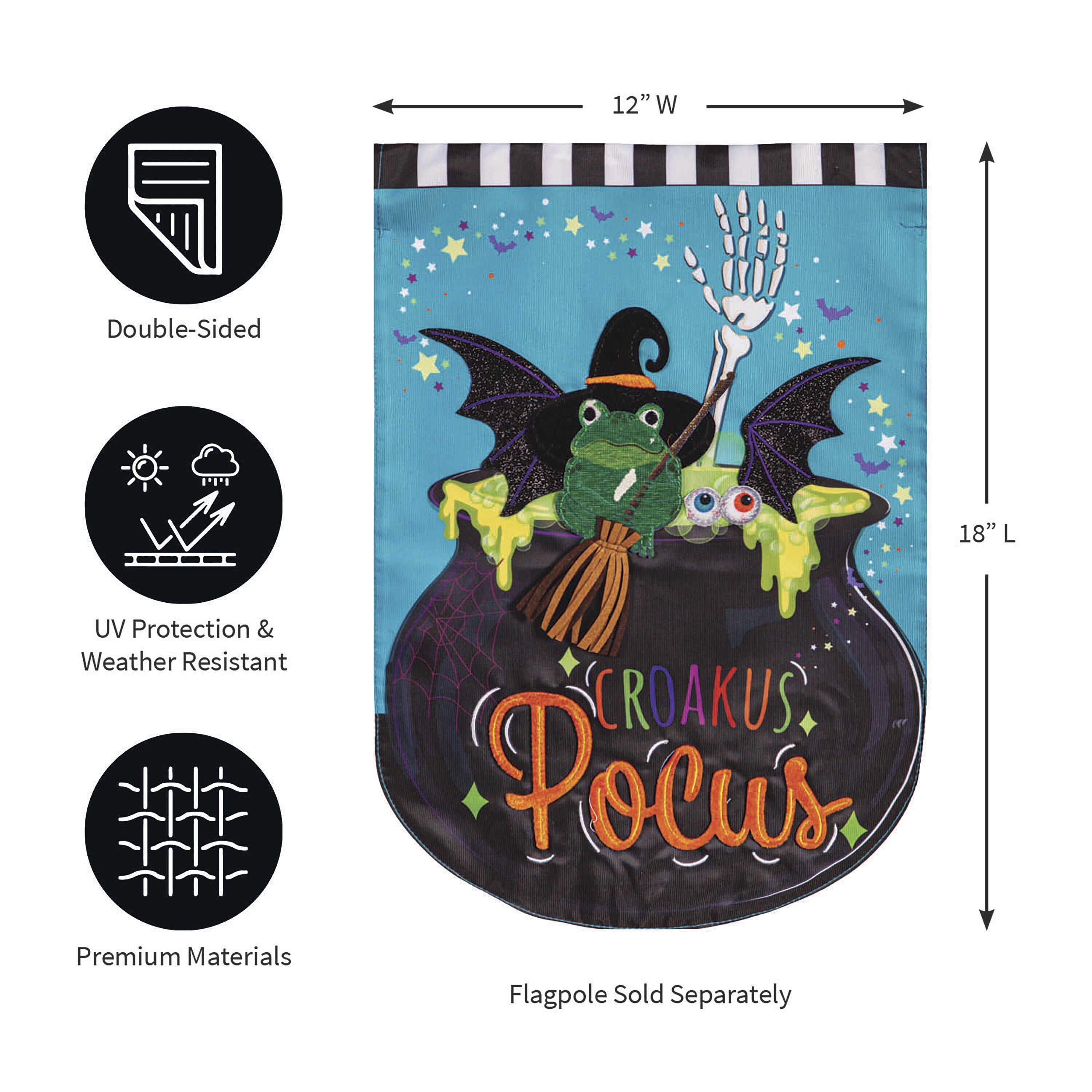 Croakus Pocus Applique Garden Flag