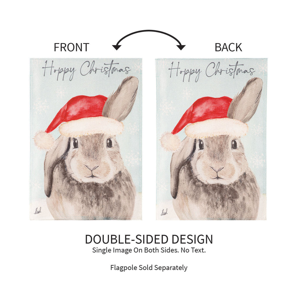 Merry Christmas Bunny Burlap Garden Flag