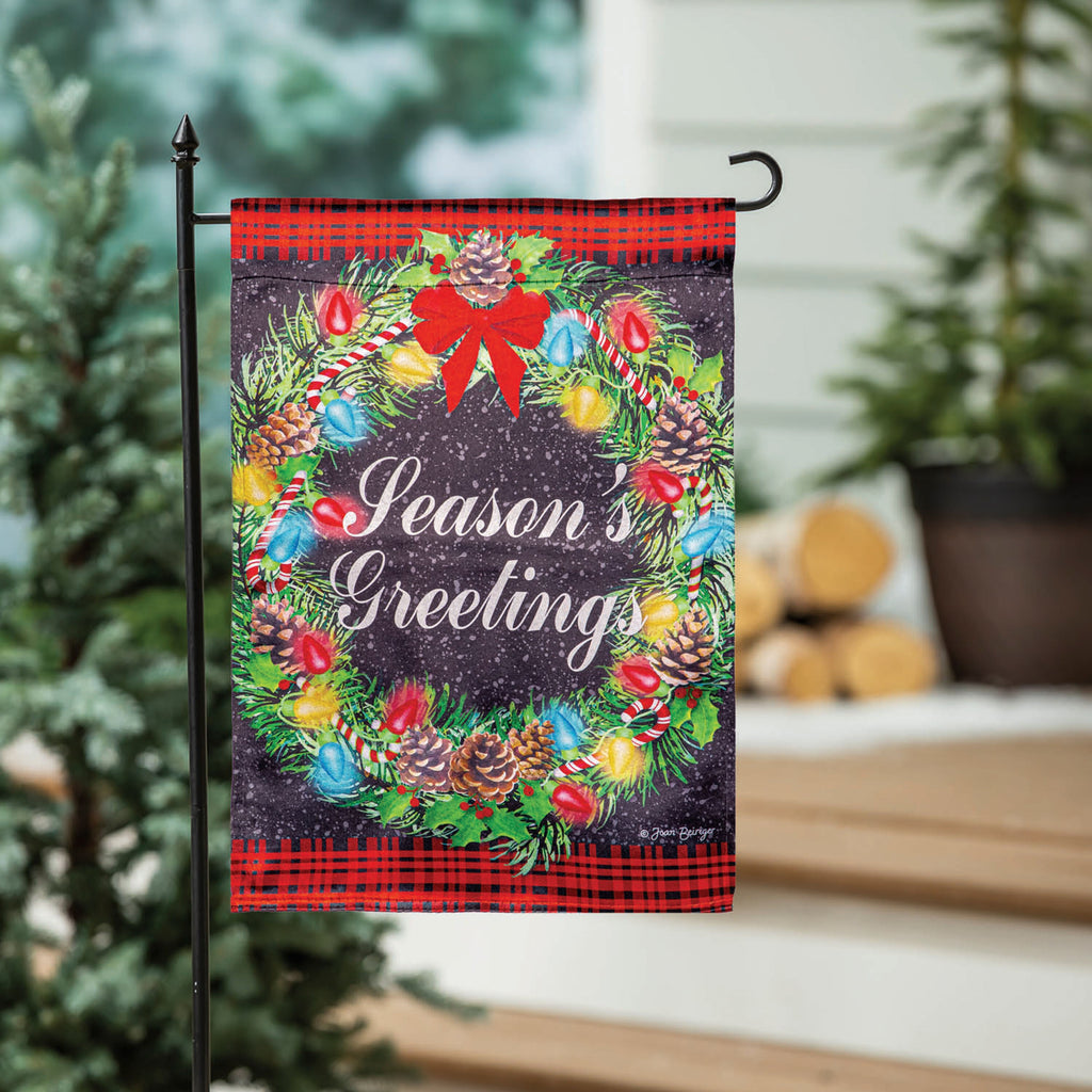 Season's Greeting Lustre Garden Flag