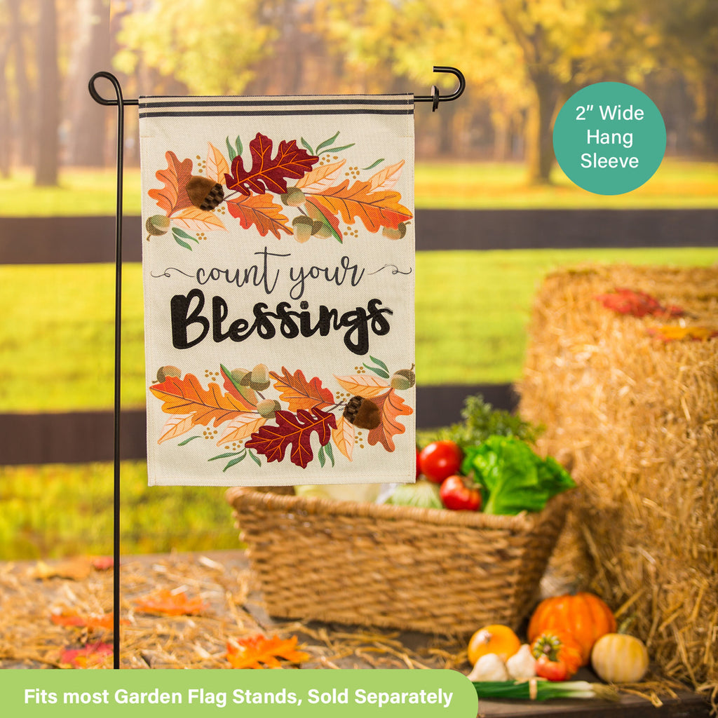 Count Your Blessings Garden Burlap Flag