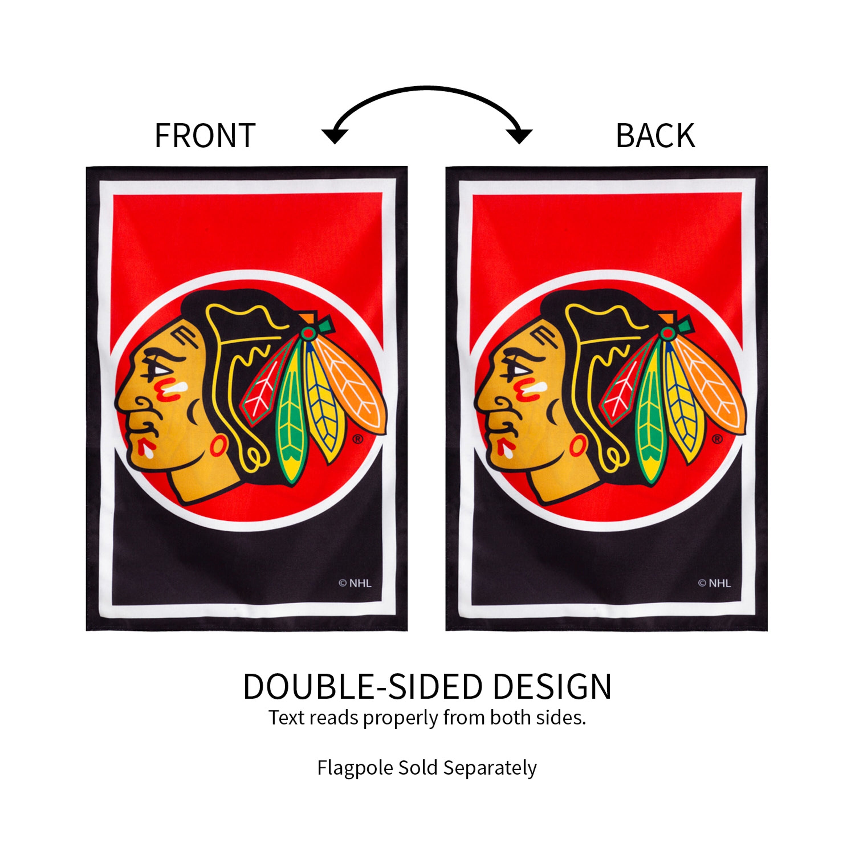 NHL Hockey Burlap House Flag, Chicago Blackhawks