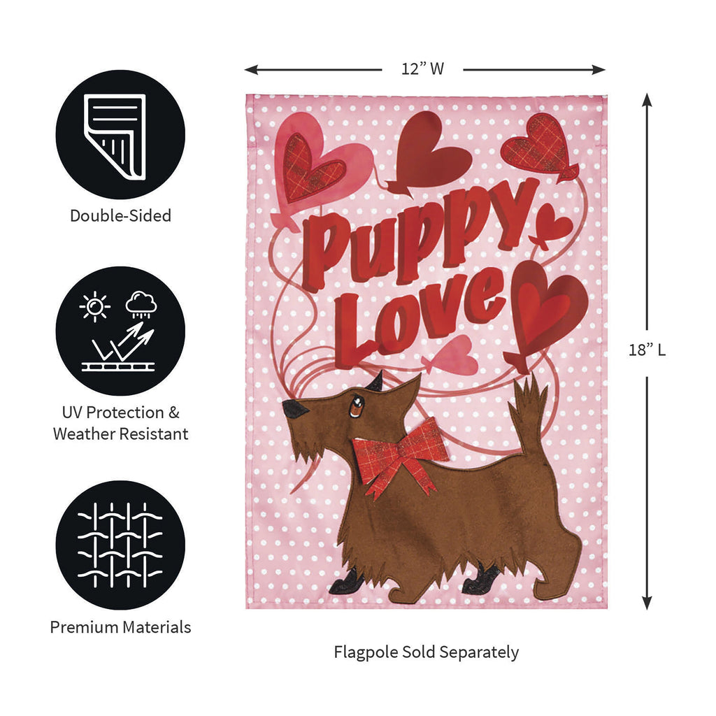 Puppy Love Applique Garden Flag