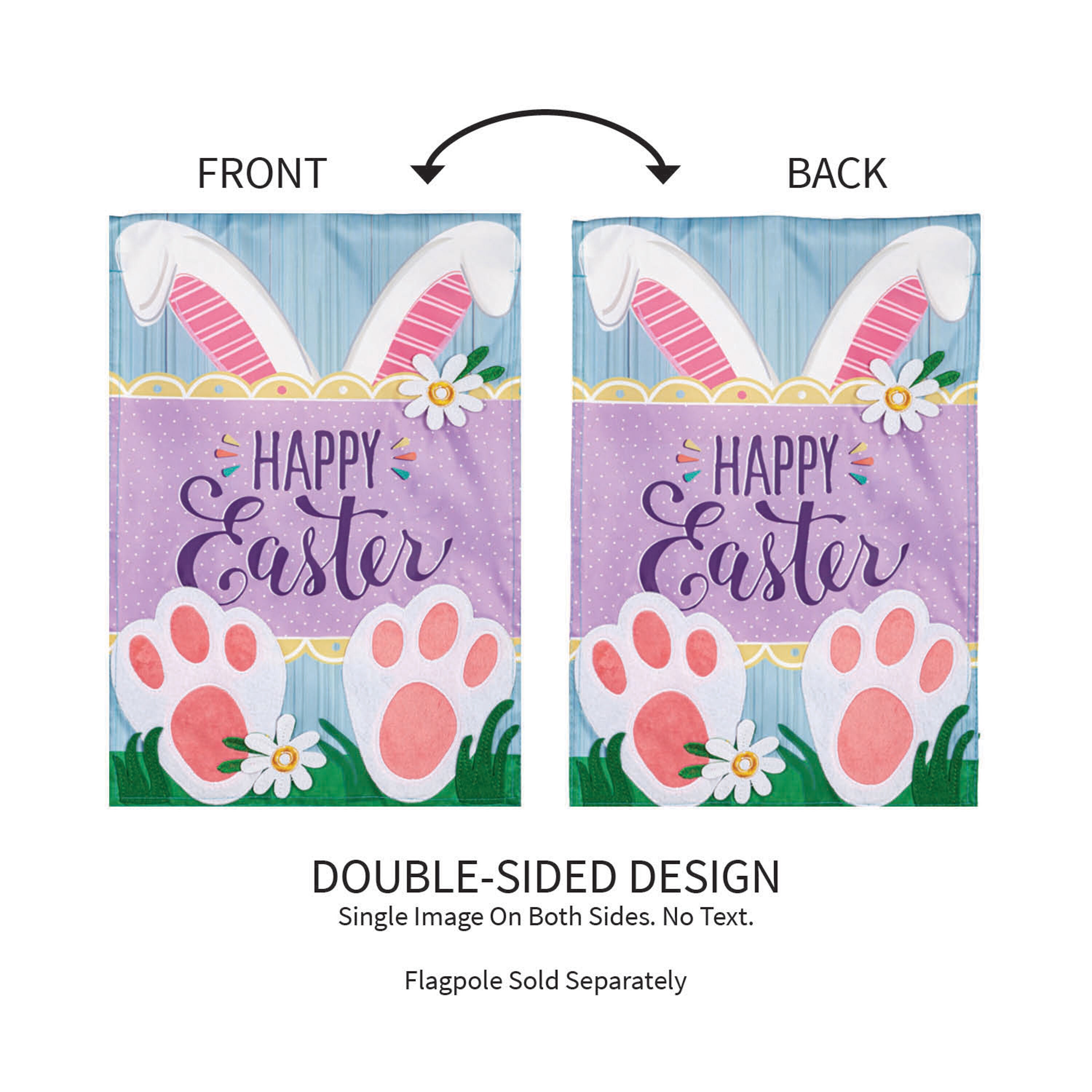 Happy Easter Bunny Applique Garden Flag