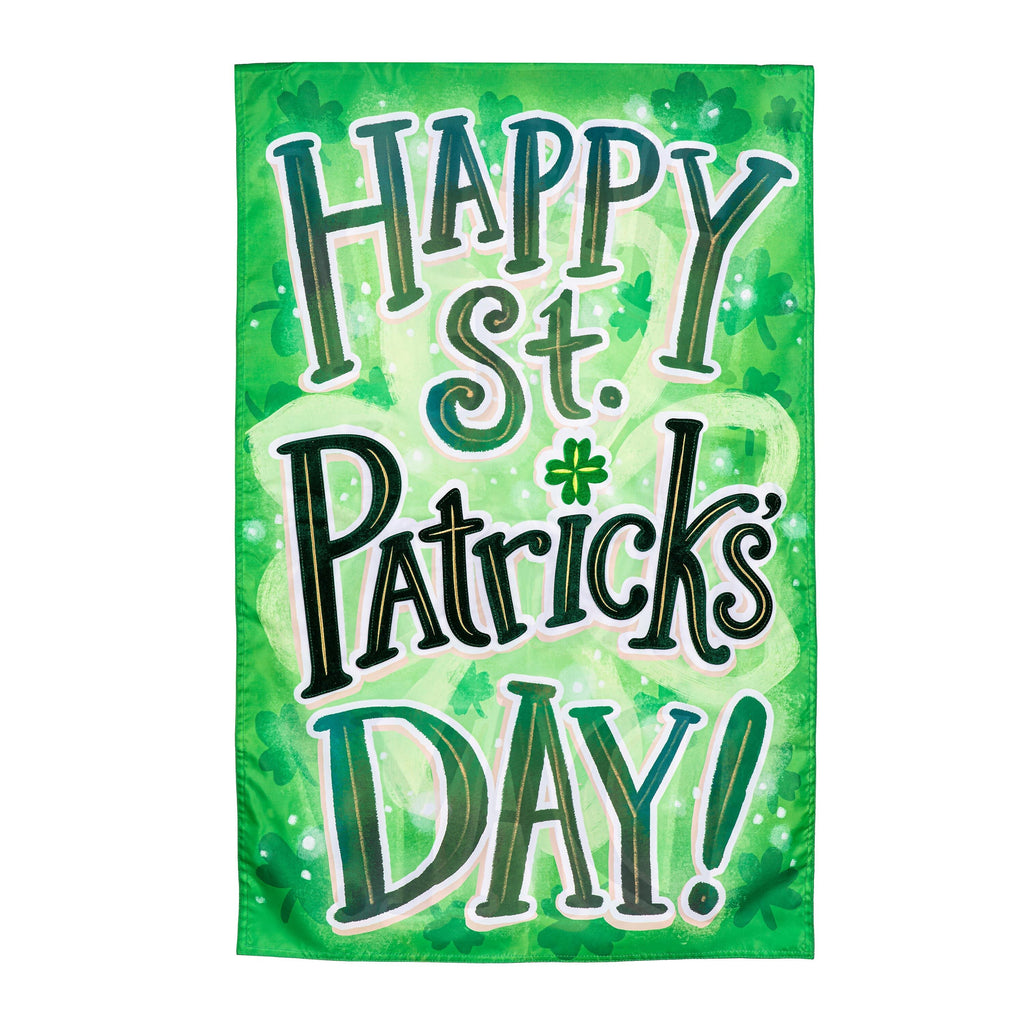 Happy St. Patrick's Day Applique House Flag