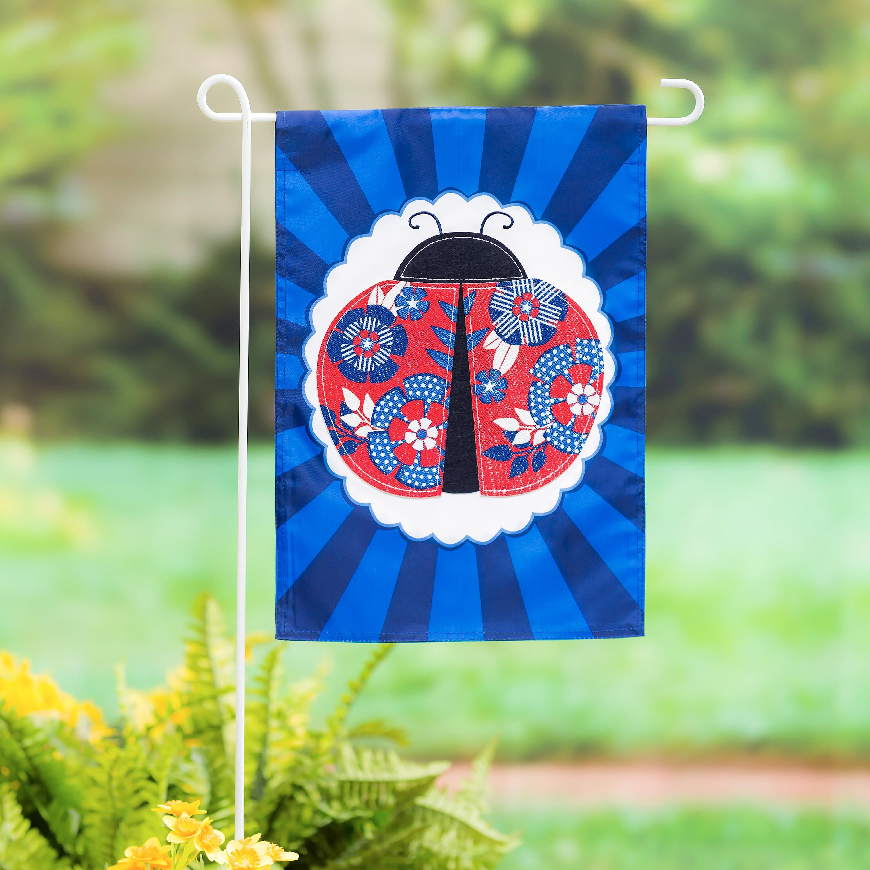 Patriotic Ladybug Garden Applique Flag