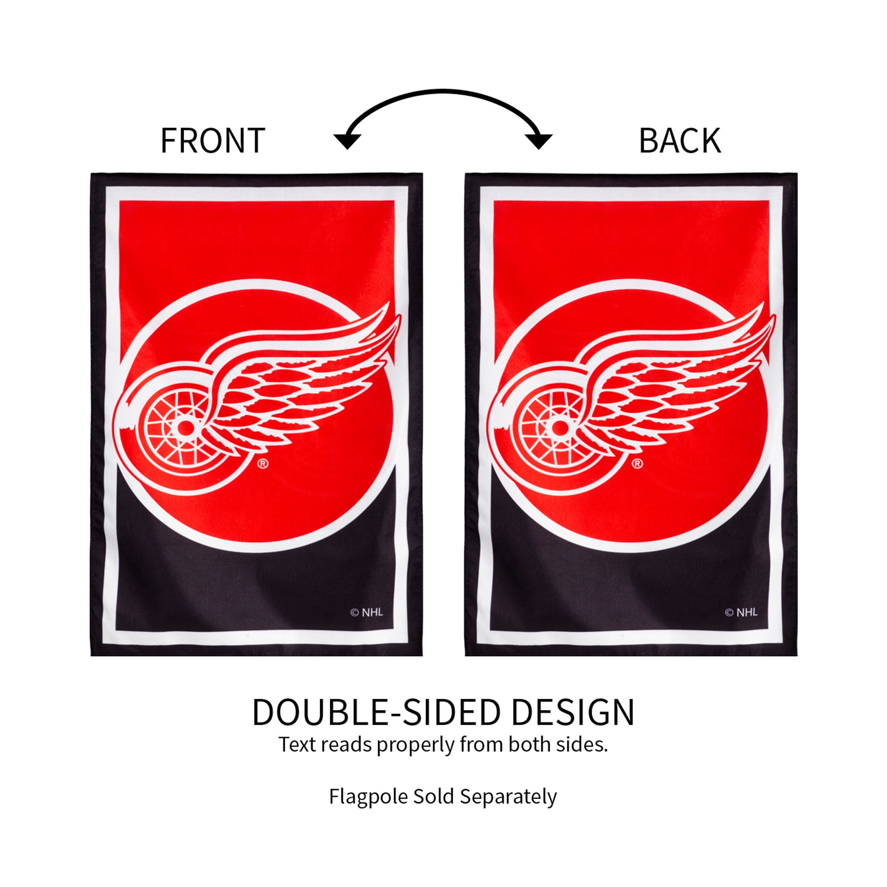 NHL Hockey Burlap House Flag, Detroit Red Wings