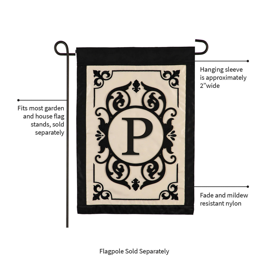 Cambridge Monogram Garden Applique Flag, Letter P