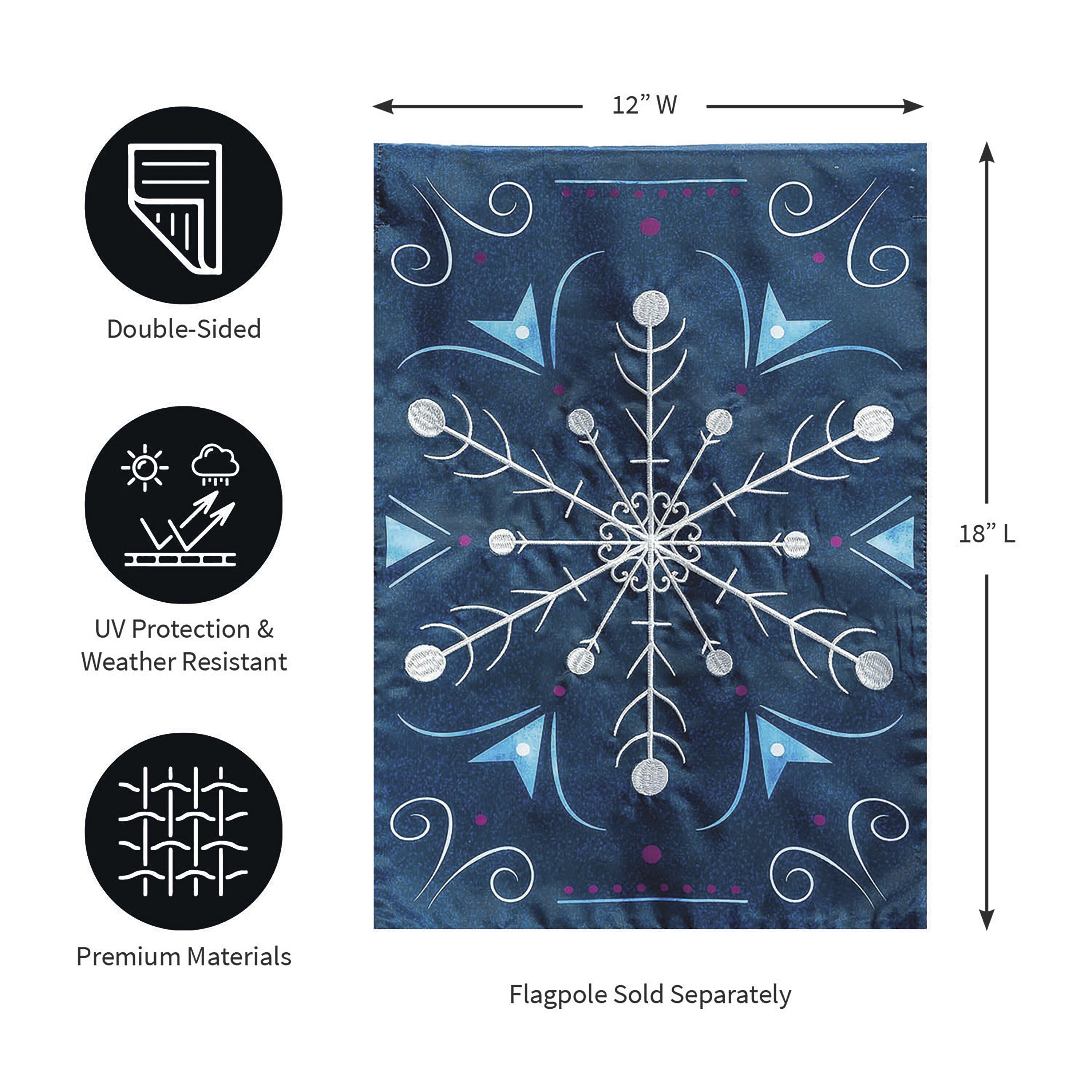 Blue Snowflake Applique Garden Flag