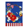 Patriotic Wreath Applique House Flag
