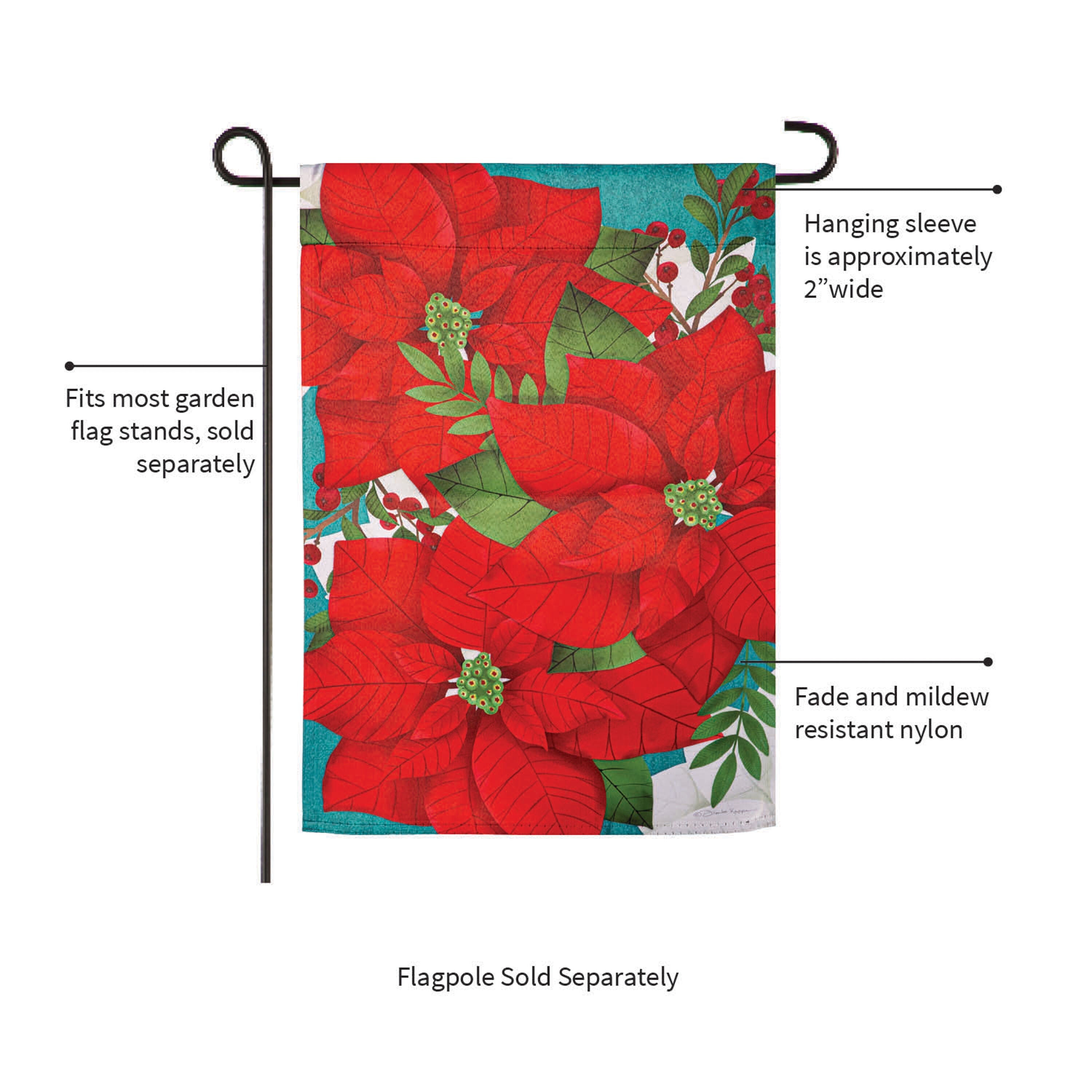 Poinsettia Suede Garden Flag