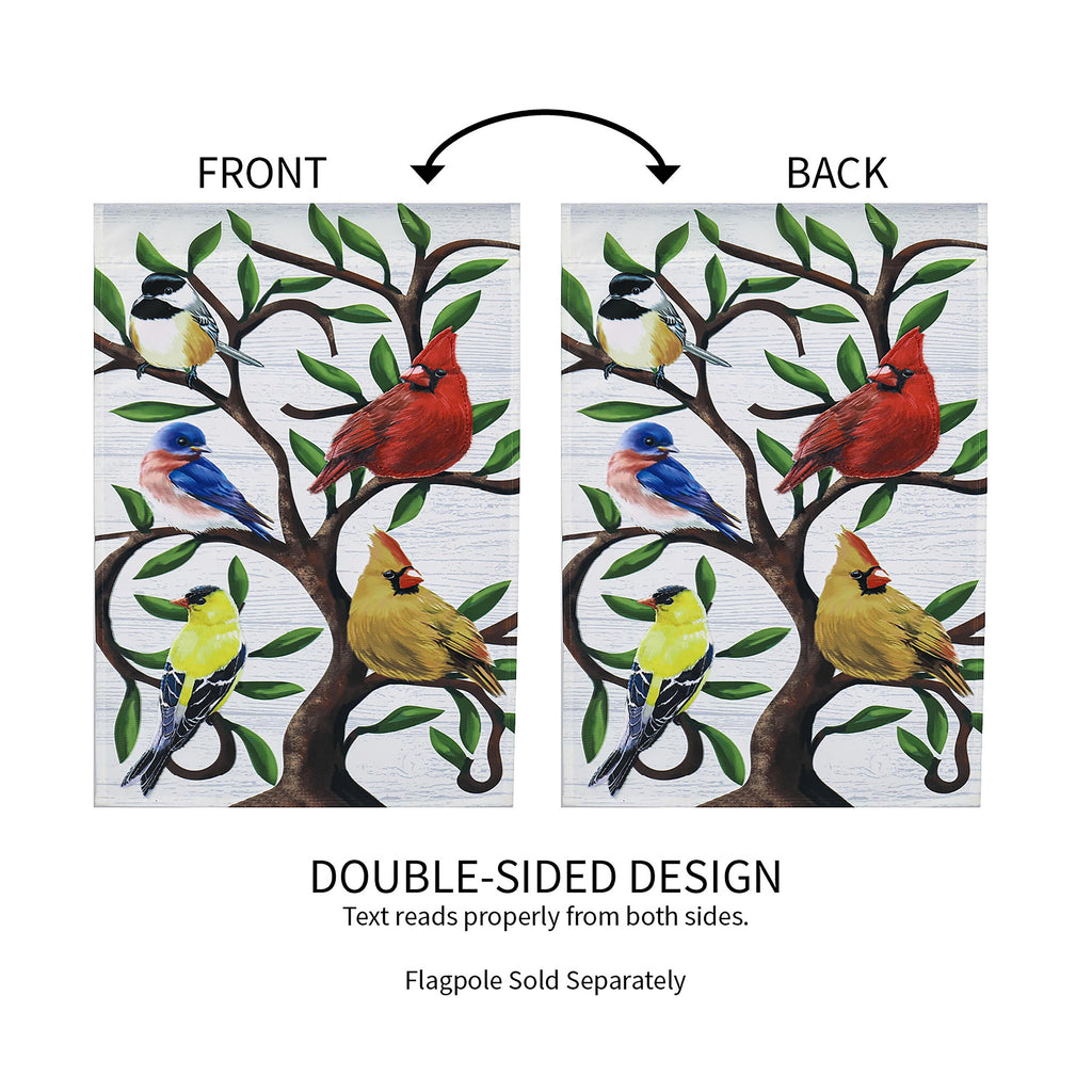Songbirds in Tree of Life Trelis Garden Applique Flag