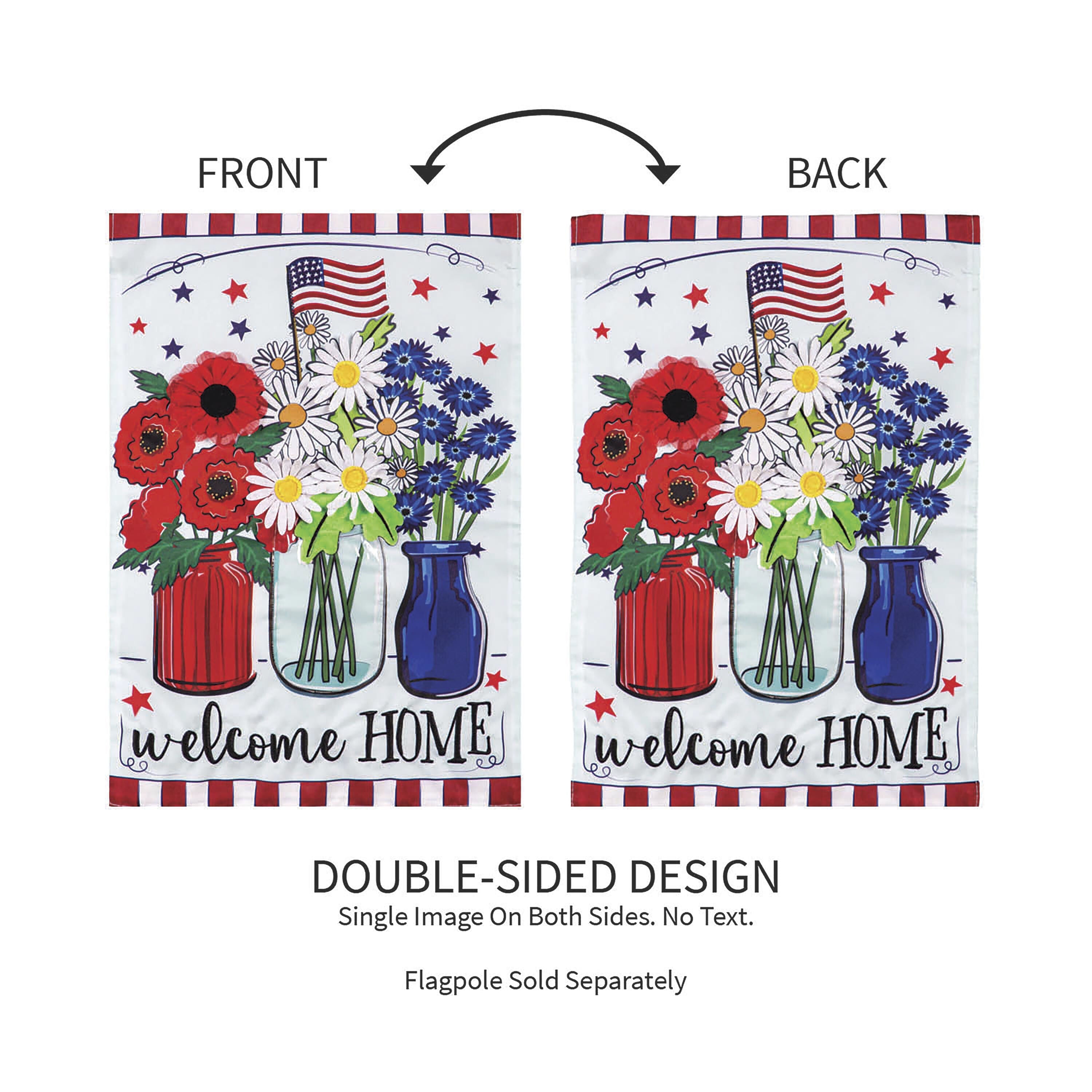 Patriotic Floral Applique Garden Flag