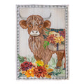 Highland Cow Fall Floral Applique House Flag