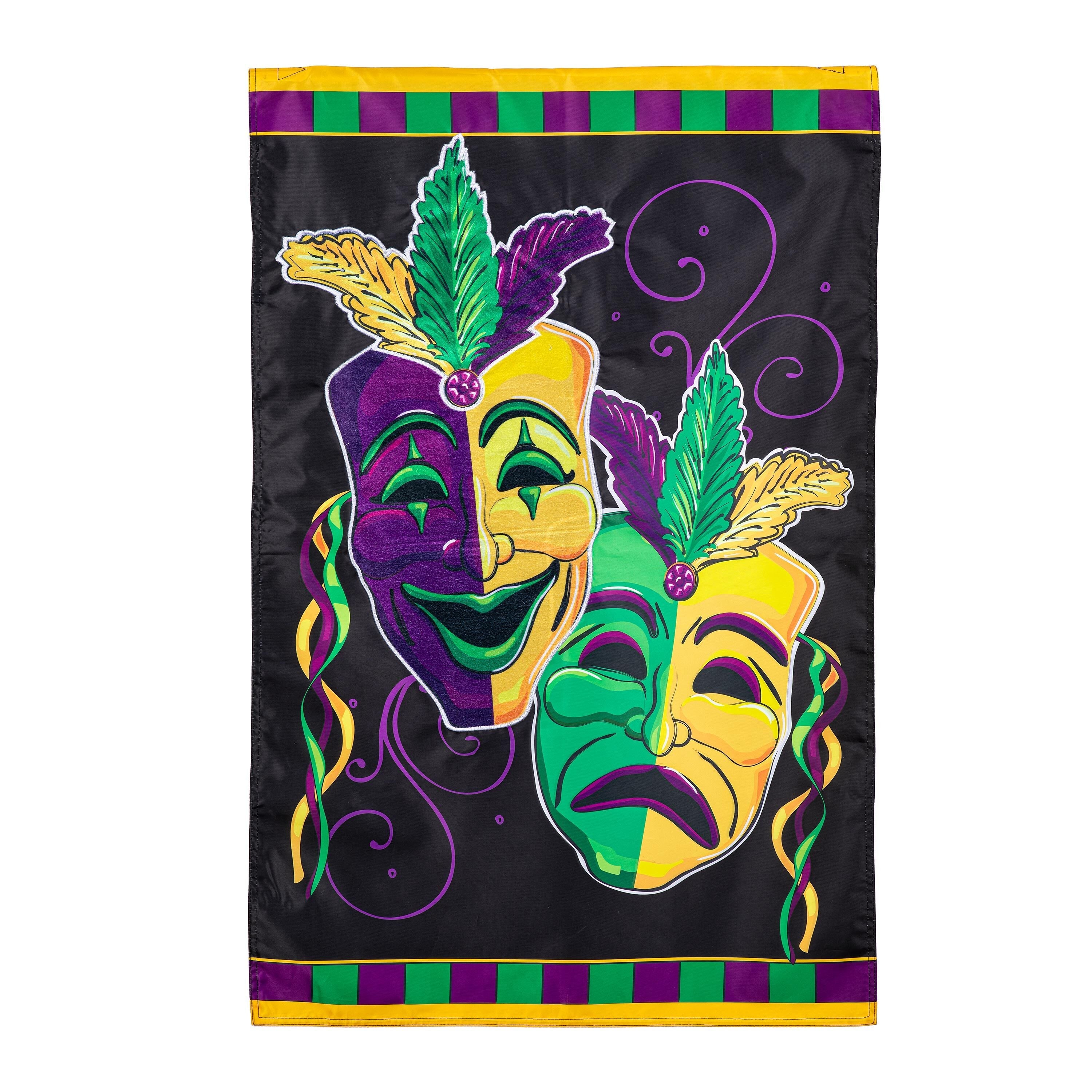 Mardi Gras Theater Mask Applique House Flag