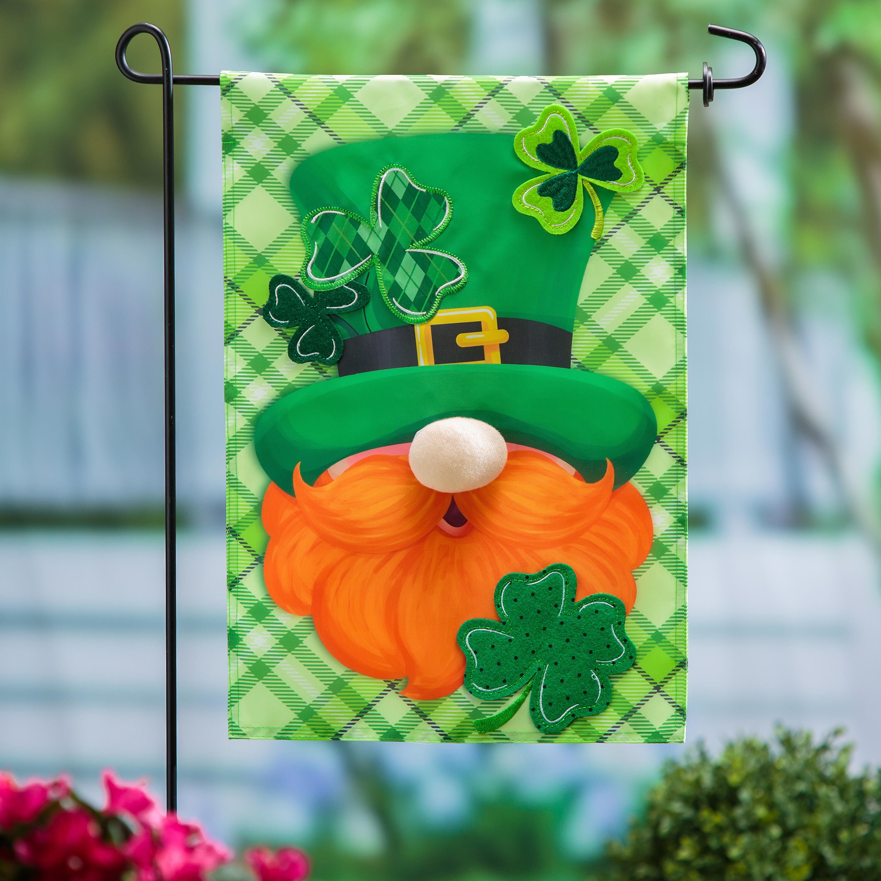 Leprechaun Applique Garden Flag
