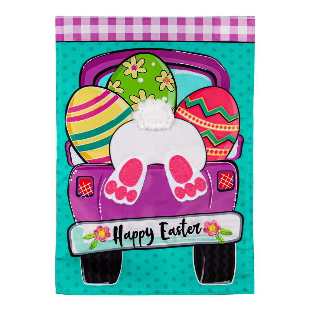Easter Truck Bunny Bottom Garden Applique Flag