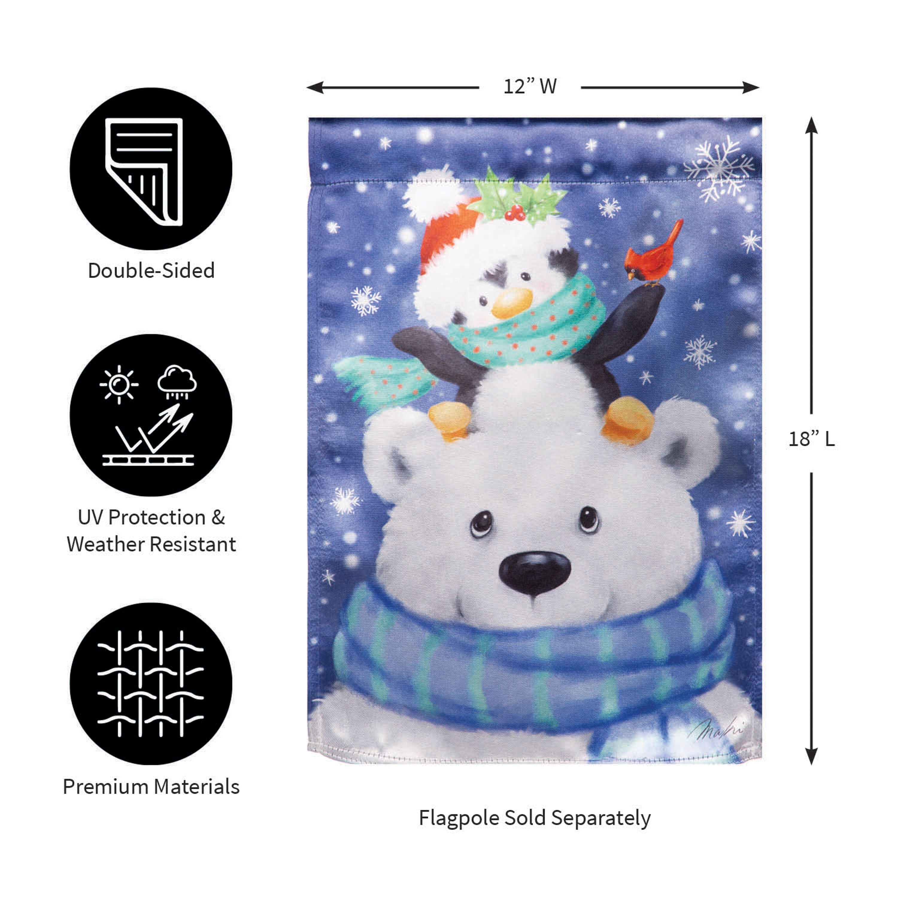 Polar Bear and Friends Lustre Garden Flag