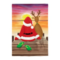 Santa and Deer Sunset Applique House flag
