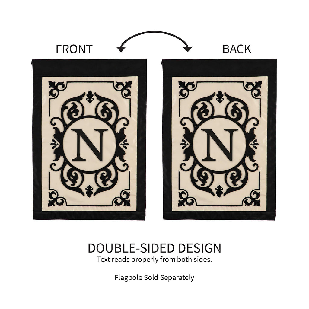 Cambridge Monogram Garden Applique Flag, Letter N