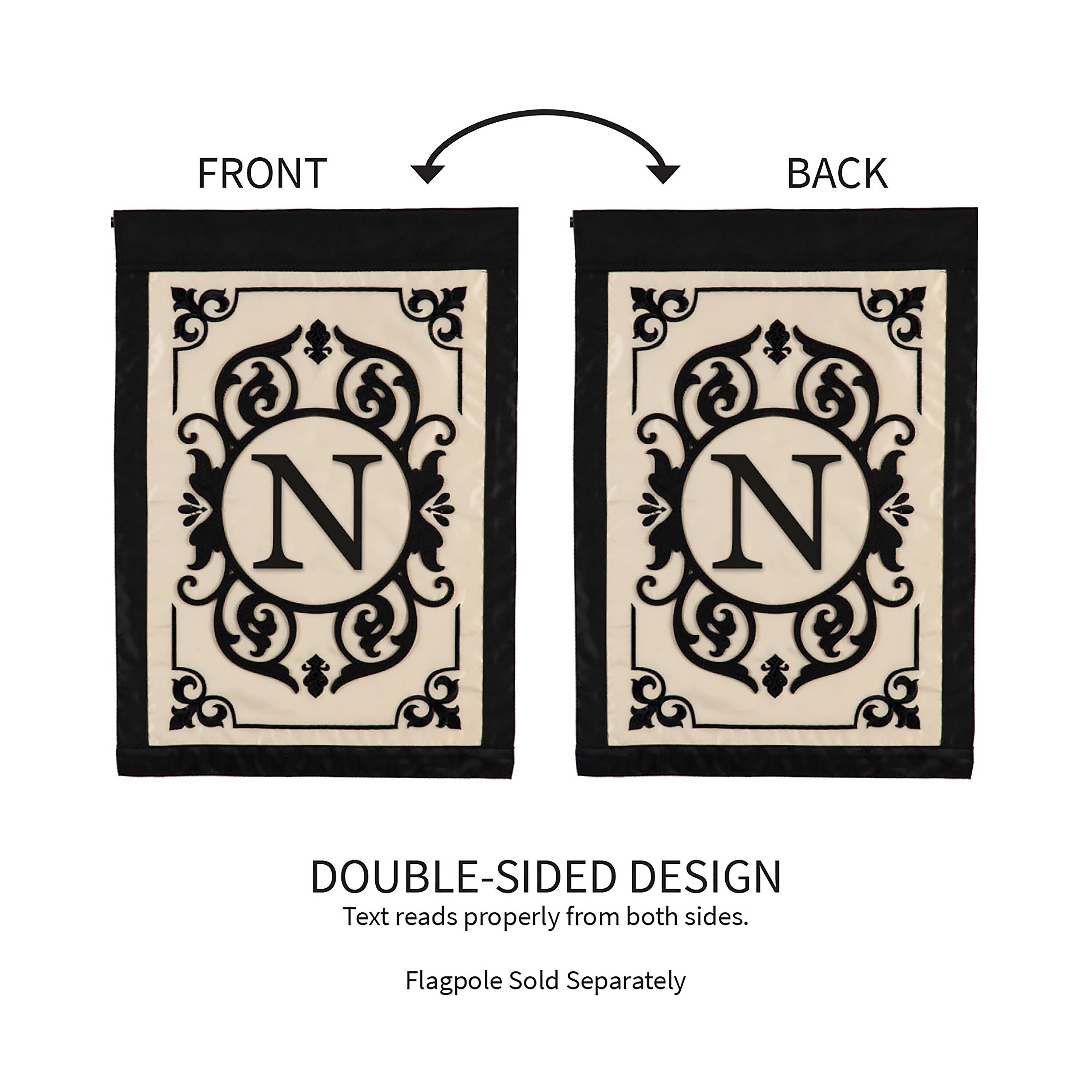 Cambridge Monogram Garden Applique Flag, Letter N