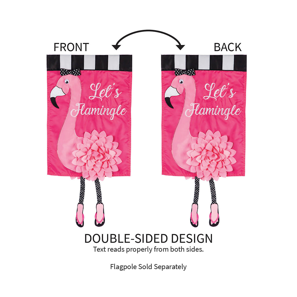 Let's Flamingle Garden Applique Flag