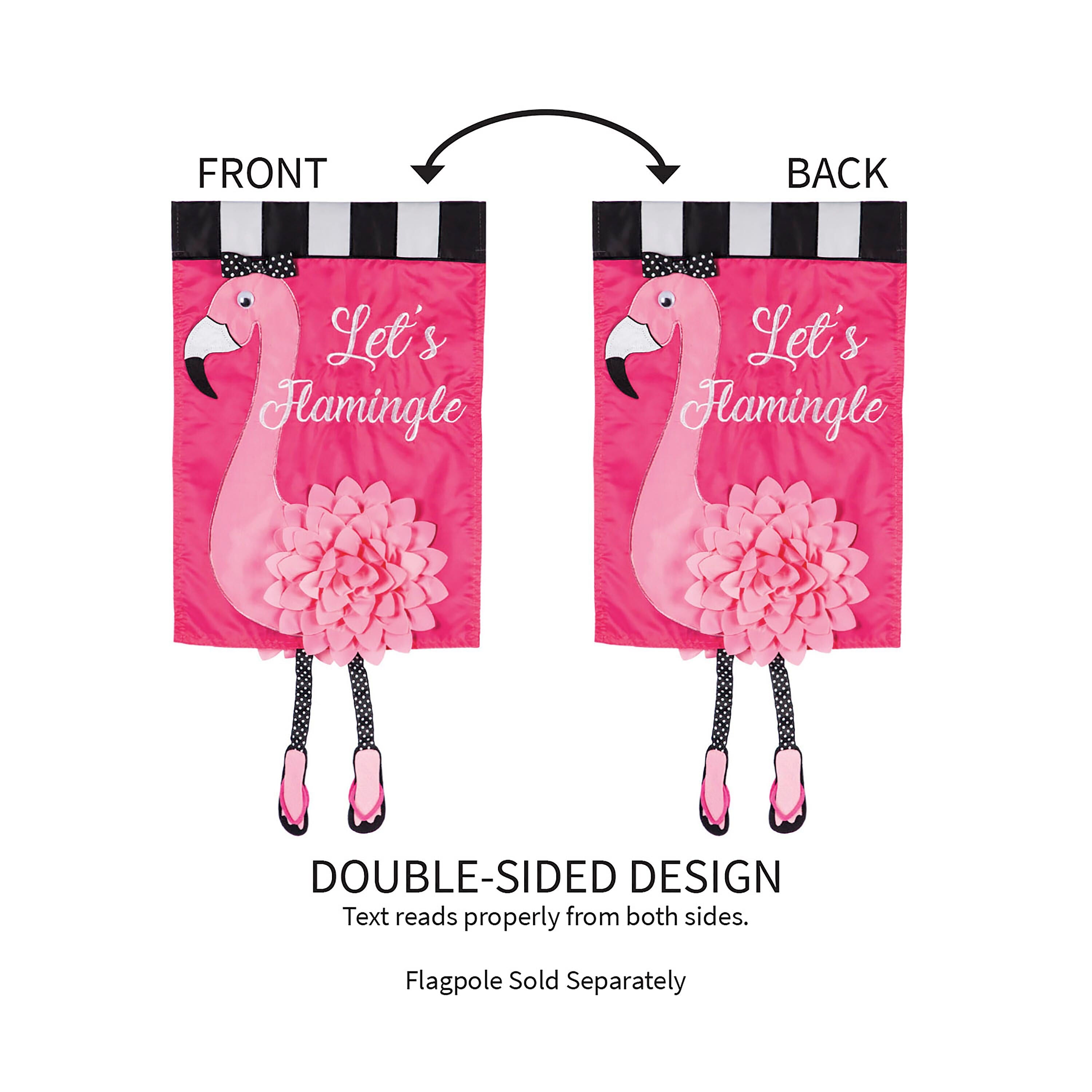 Let's Flamingle Garden Applique Flag