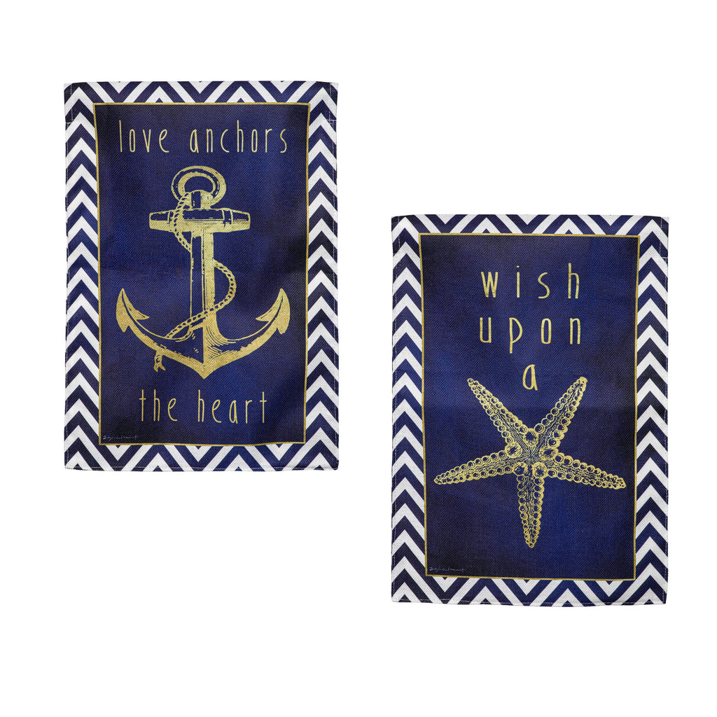 Anchor & Gold Reversible Burlap Garden flag