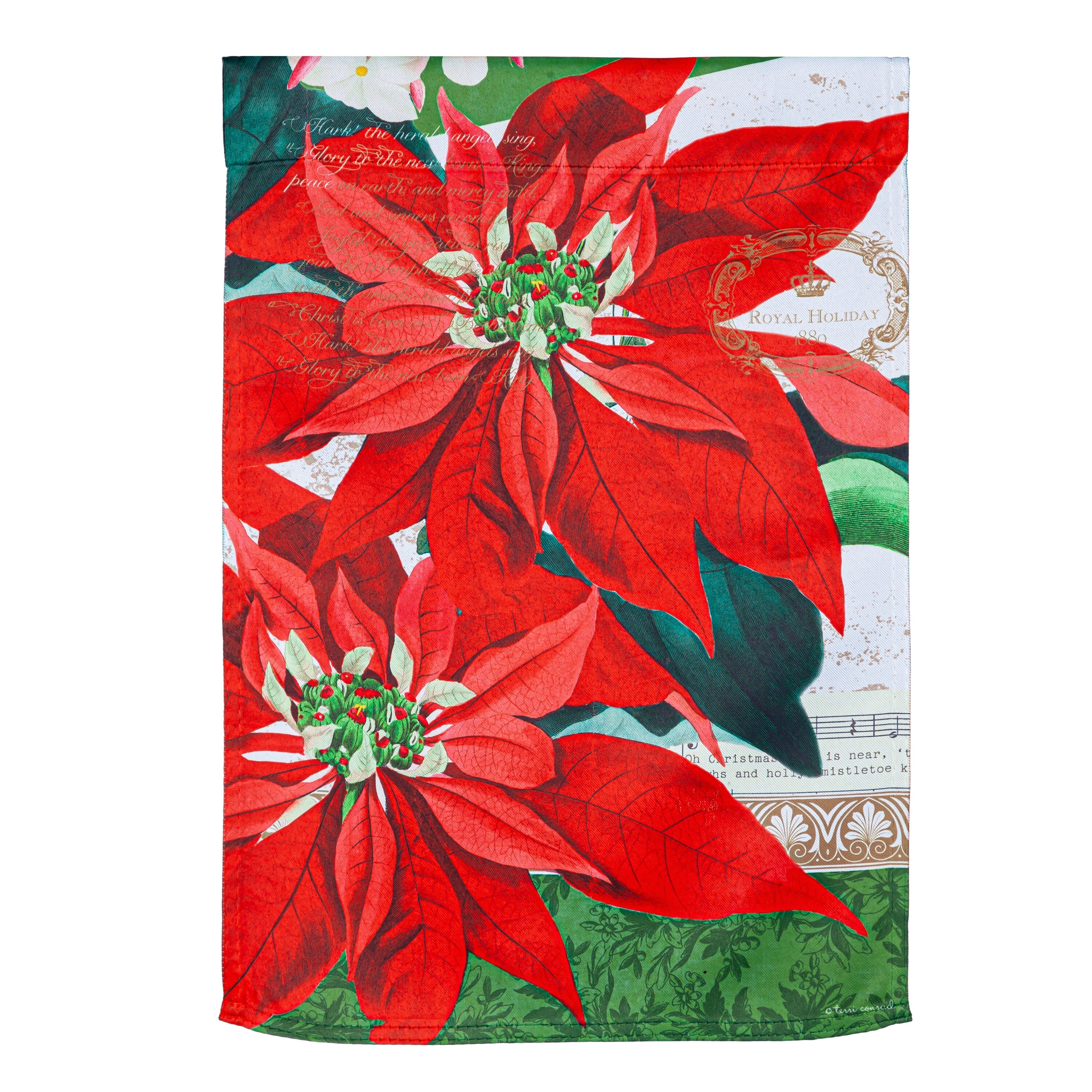 Elegant Poinsettia Suede Garden Flag