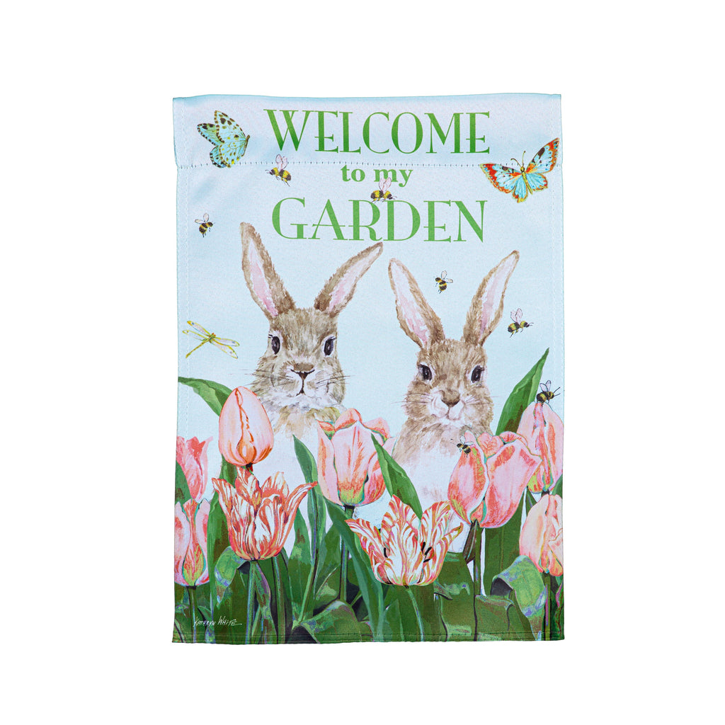 Welcome To My Garden Suede Garden Flag