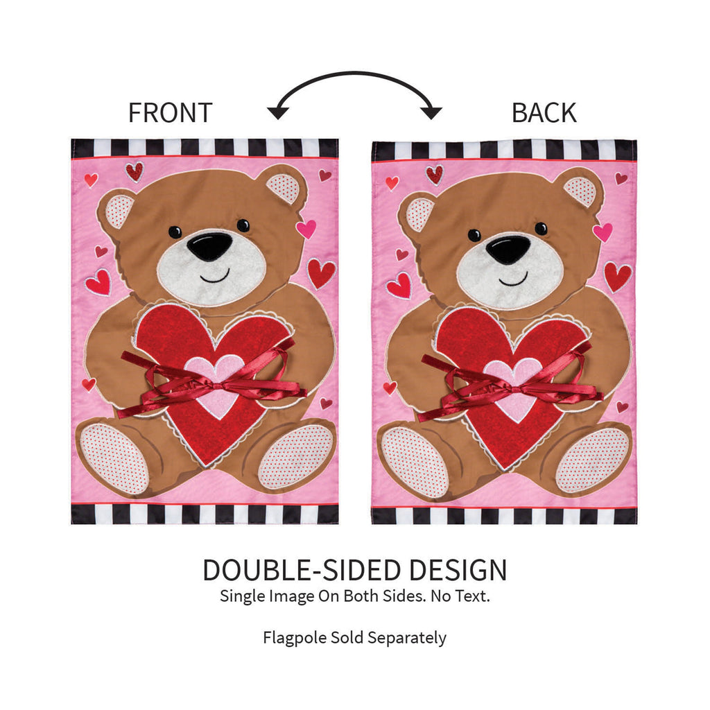 Valentine's Bear Applique Garden Flag