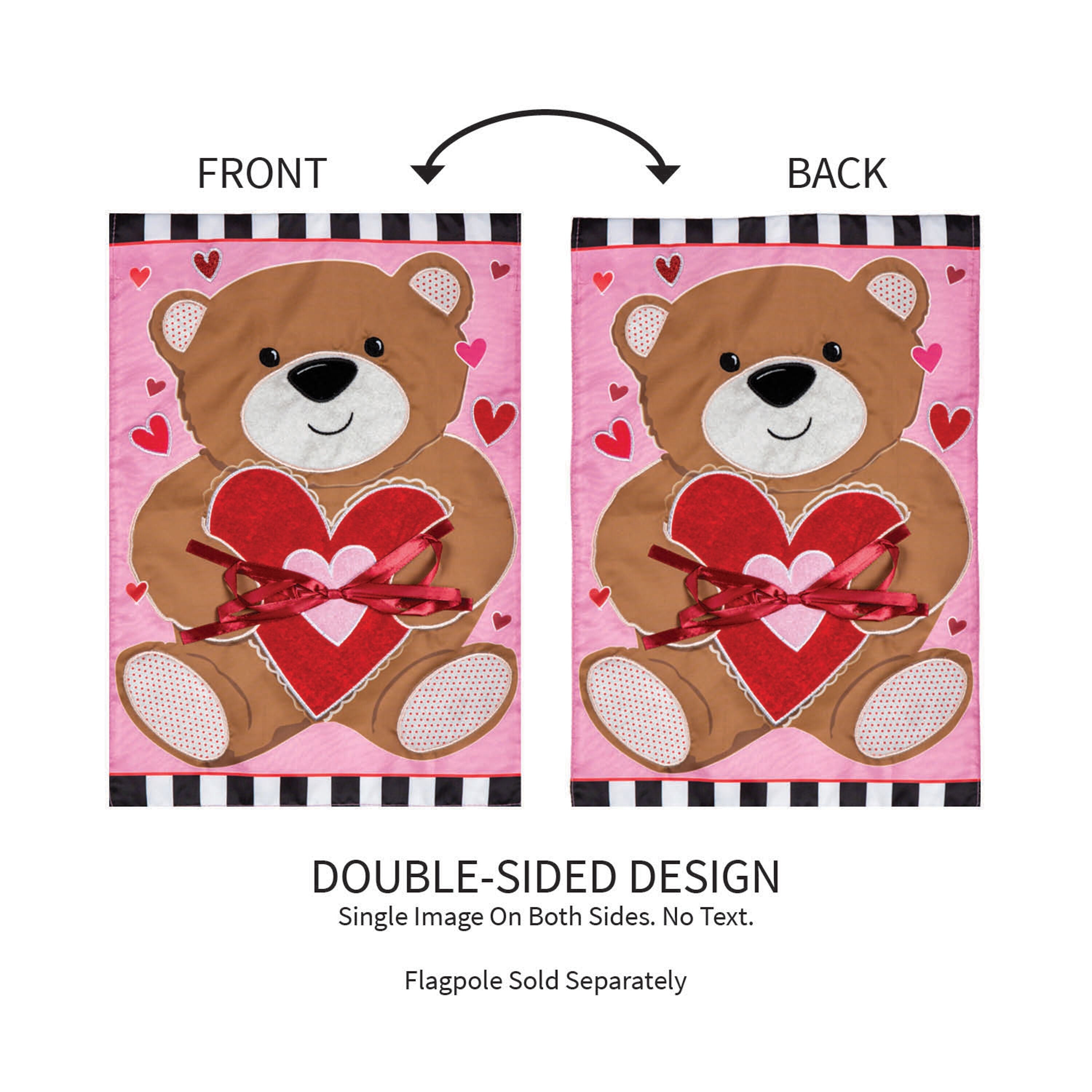 Valentine's Bear Applique Garden Flag
