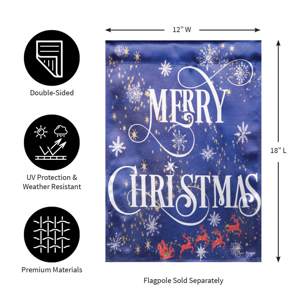 Merry Christmas Snowflake Lustre Garden Flag