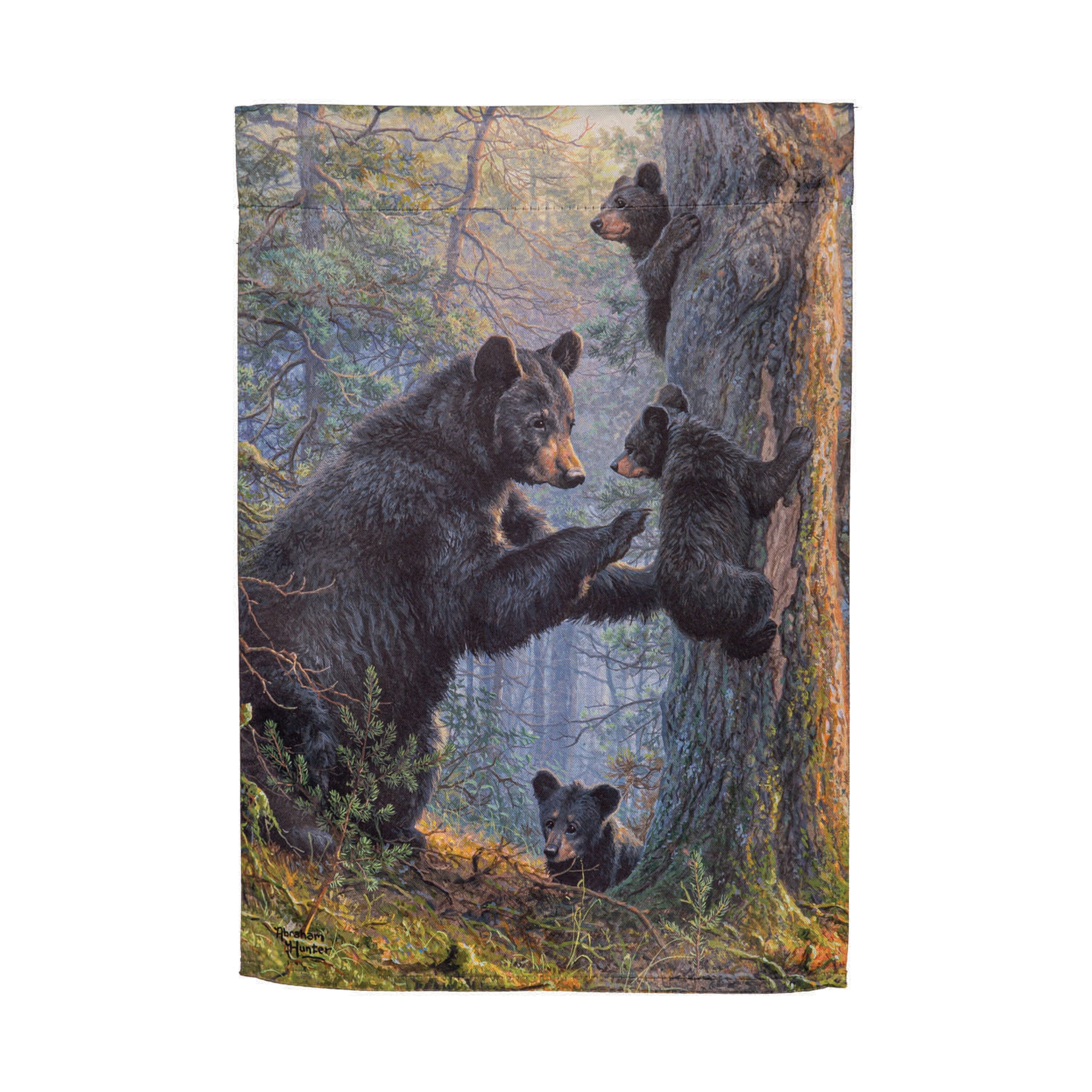 Bear Family Suede Garden Flag