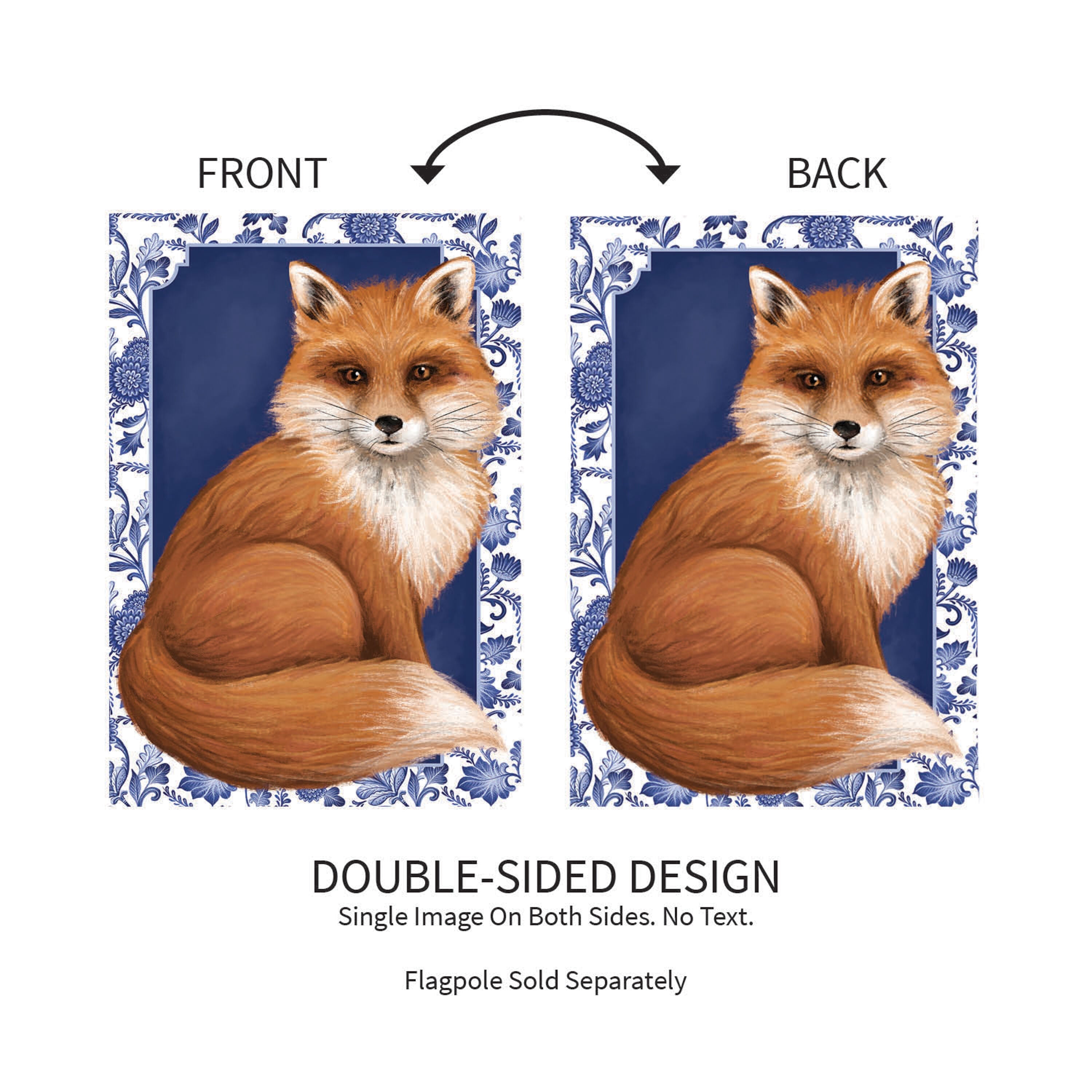 Orange Fox Applique Garden Flag