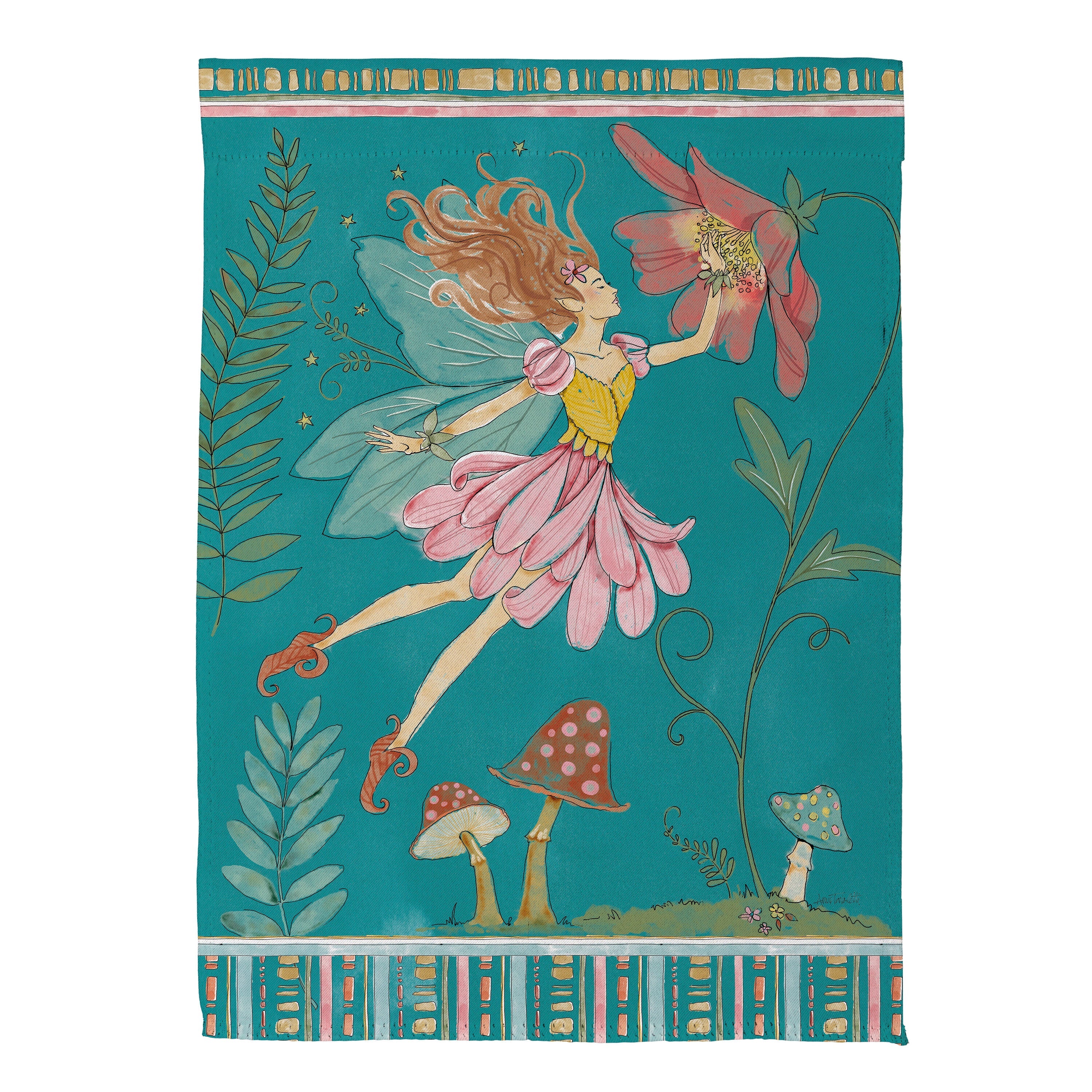 Garden Of Wonder Teal Suede Garden Flag