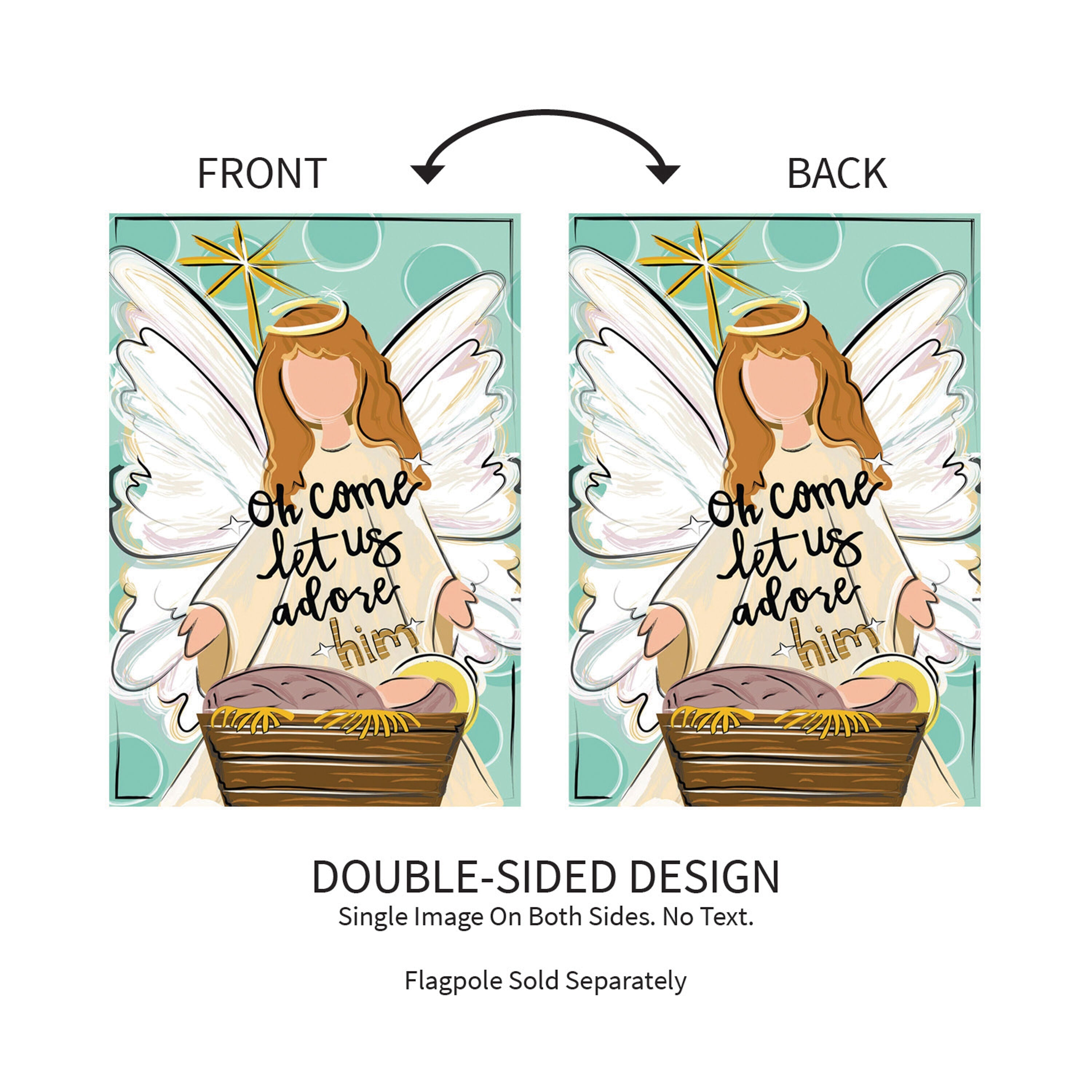 Oh Come Let Us Adore Him Applique Garden Flag