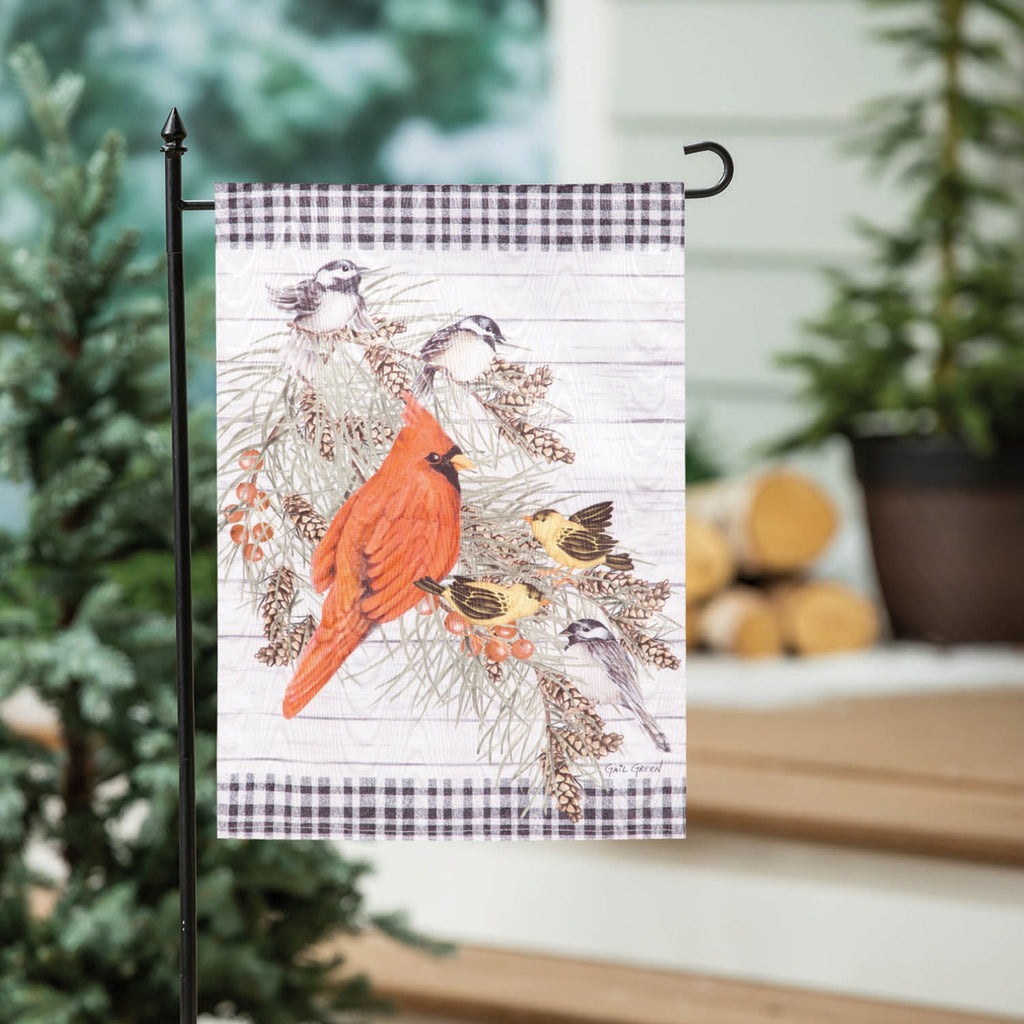 Bird Friends Moire Garden Flag