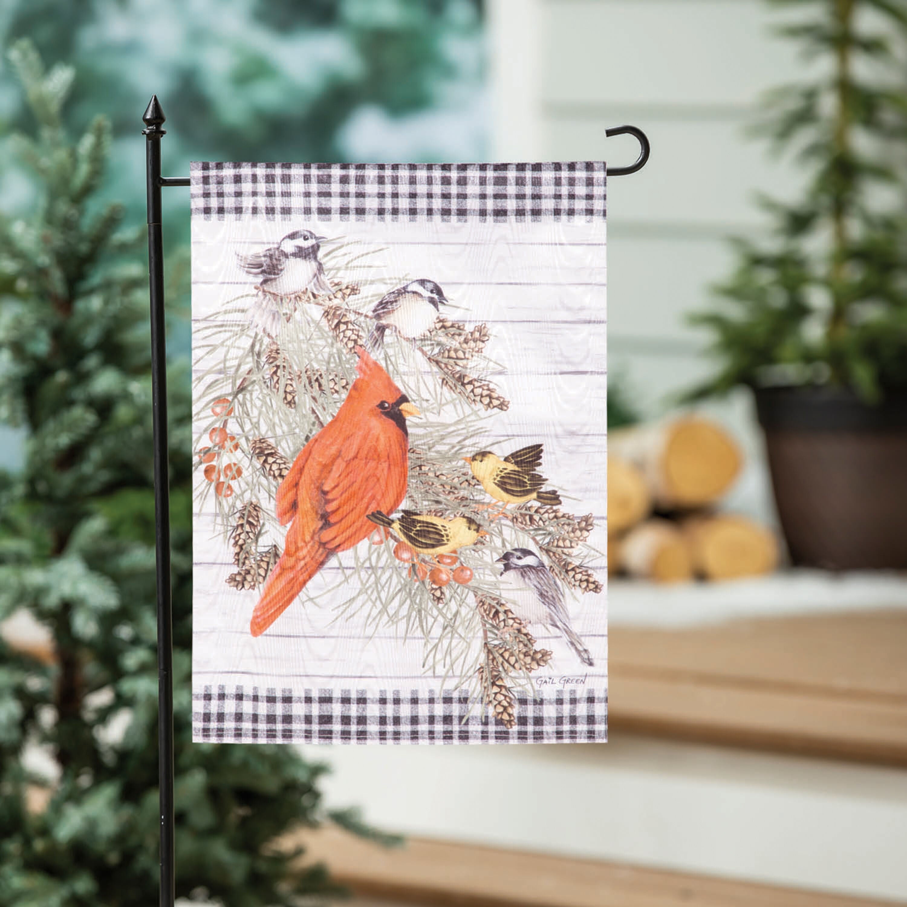 Bird Friends Moire Garden Flag